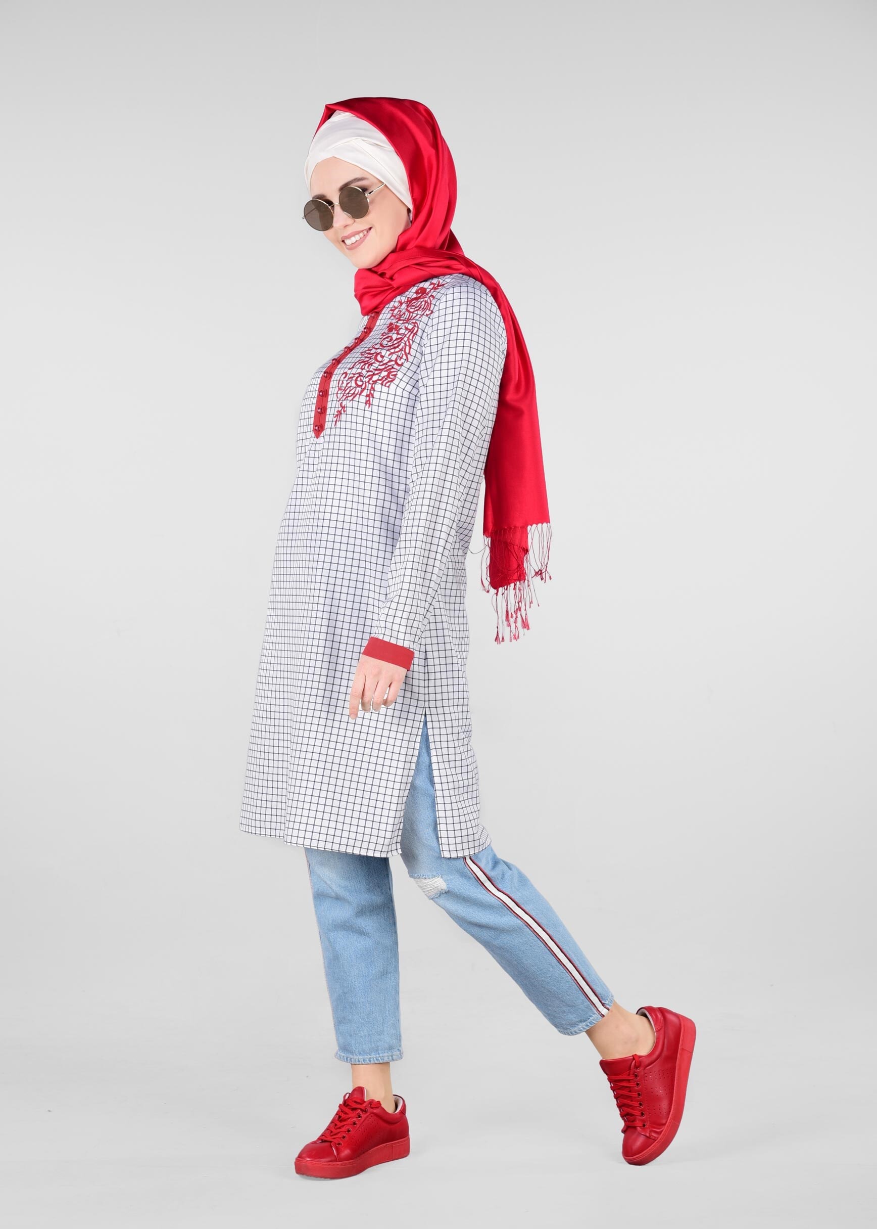 Tesettür giyim EKRU 4059 4313 TUNİK 38/46 TEK40