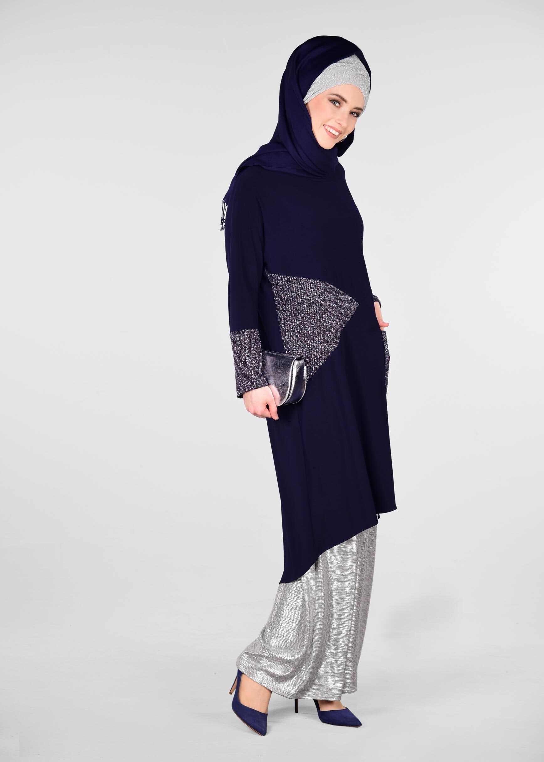Tesettür giyim LACİVERT 4066 VİZONA TUNİK 40/48