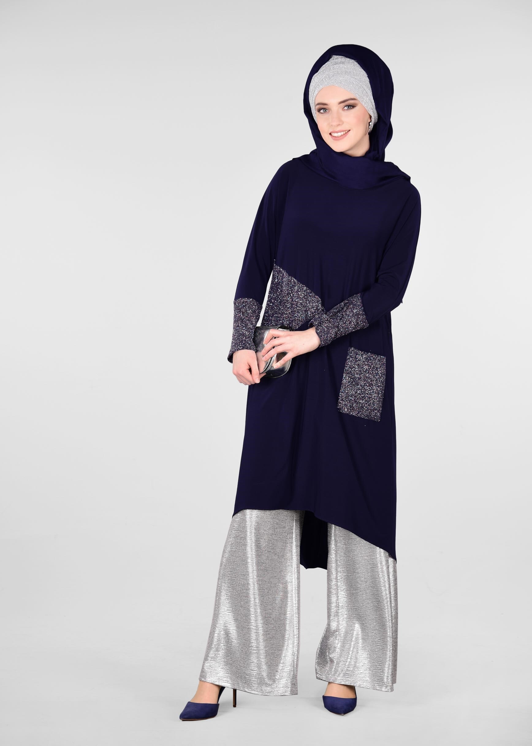 Tesettür giyim LACİVERT 4066 VİZONA TUNİK 40/48