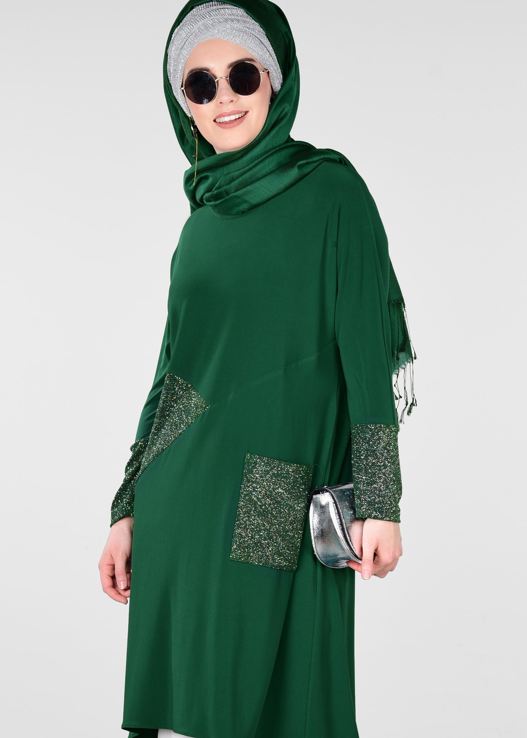 Tesettür giyim YEŞİL 4066 VİZONA TUNİK 40/48
