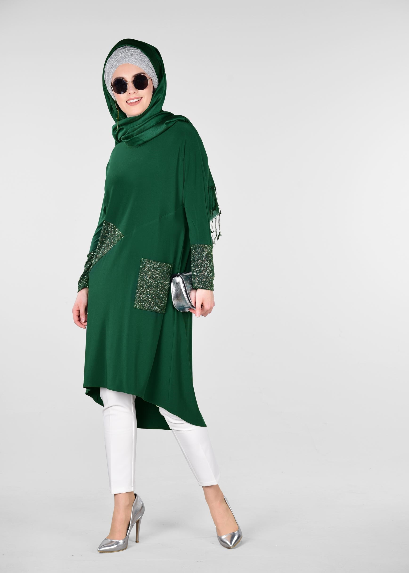 Tesettür giyim YEŞİL 4066 VİZONA TUNİK 40/48