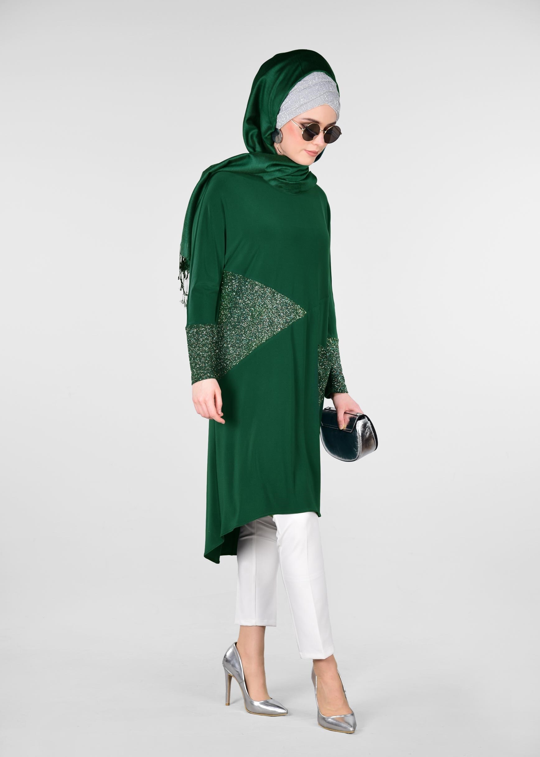 Tesettür giyim YEŞİL 4066 VİZONA TUNİK 40/48