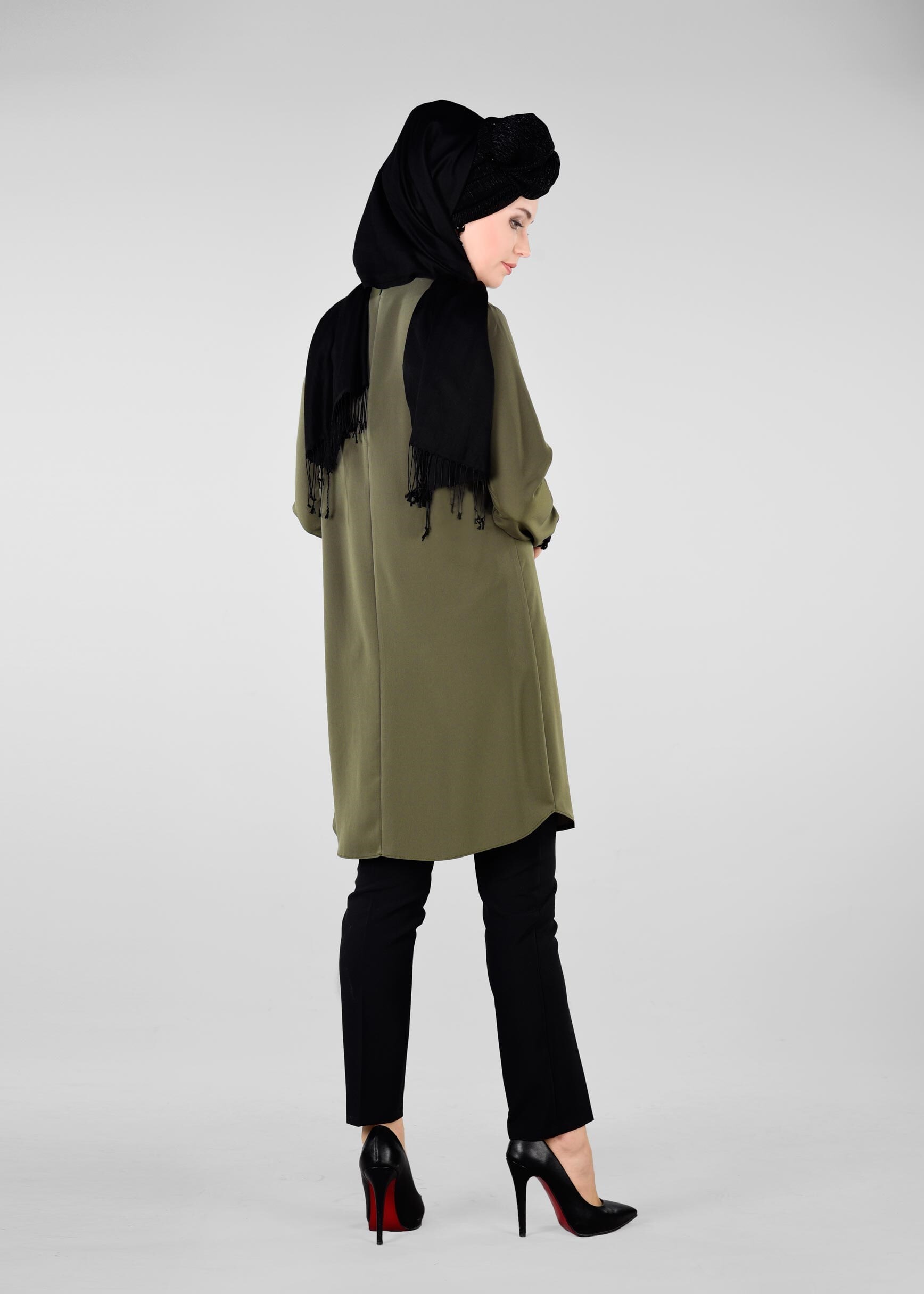 Tesettür giyim HAKİ PUL PAYET DETAYLI TUNİK 4075