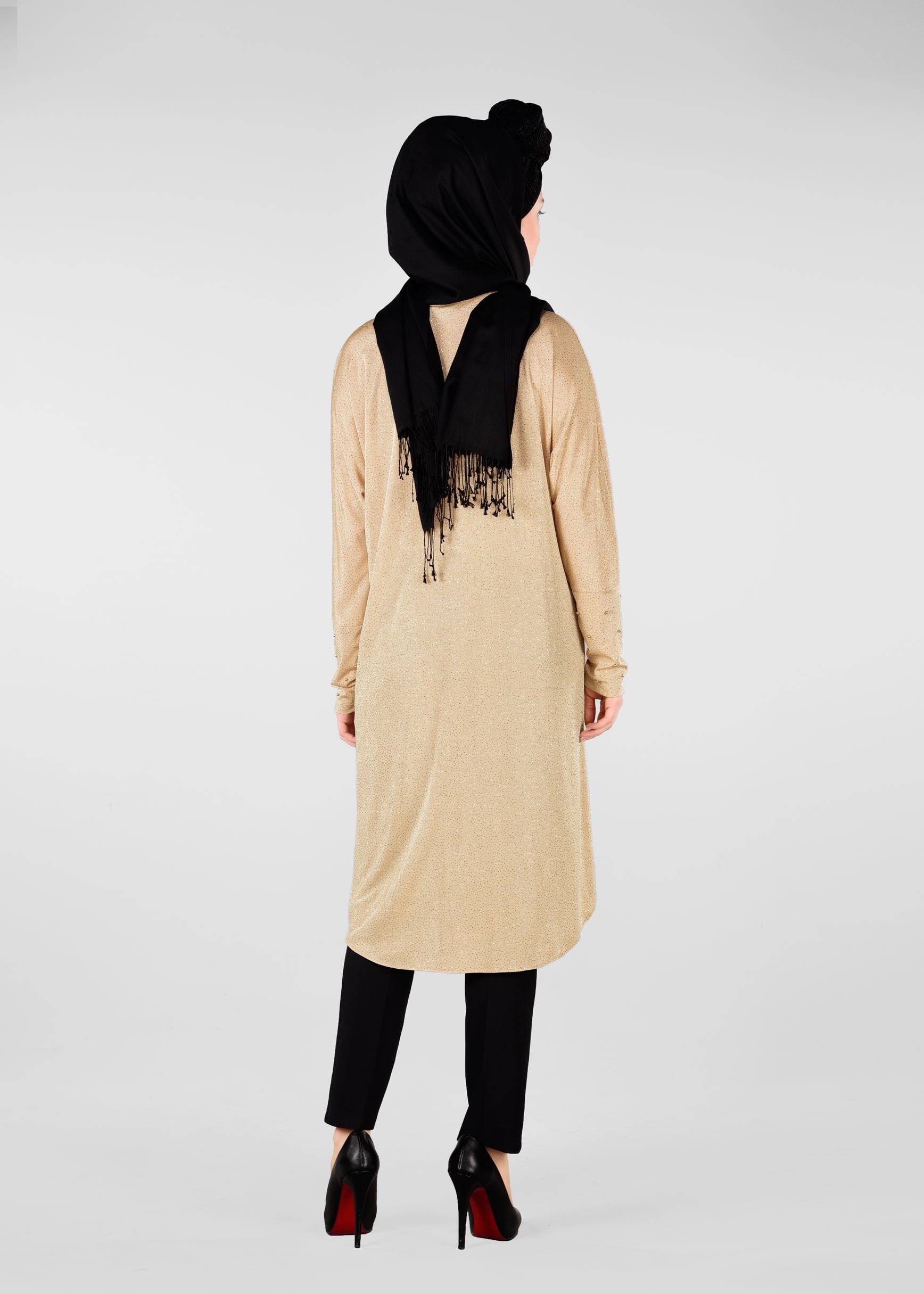 Tesettür giyim ALTIN BONCUKLU PARILTILI TUNİK 4078