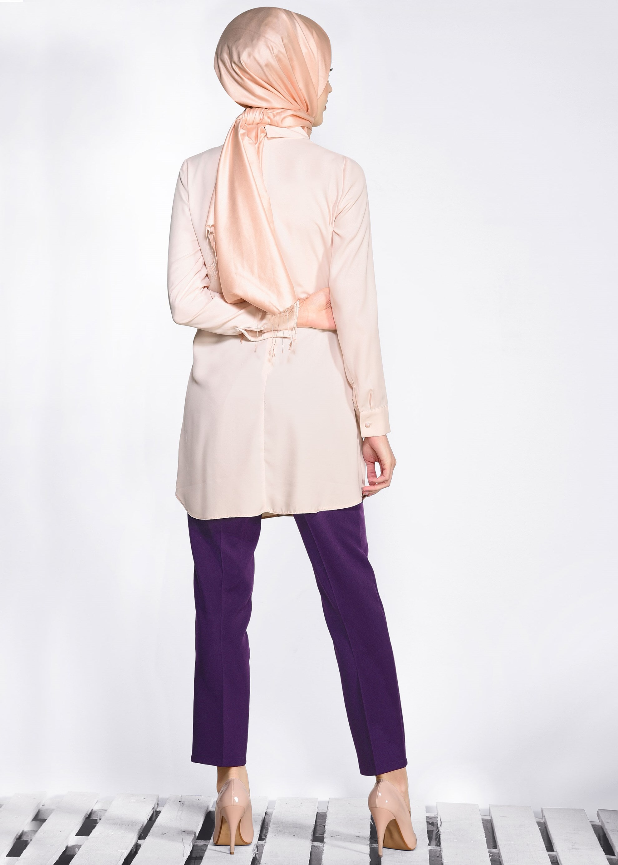 Tesettür giyim PEMBE KLASİK KESİM TUNİK 4095
