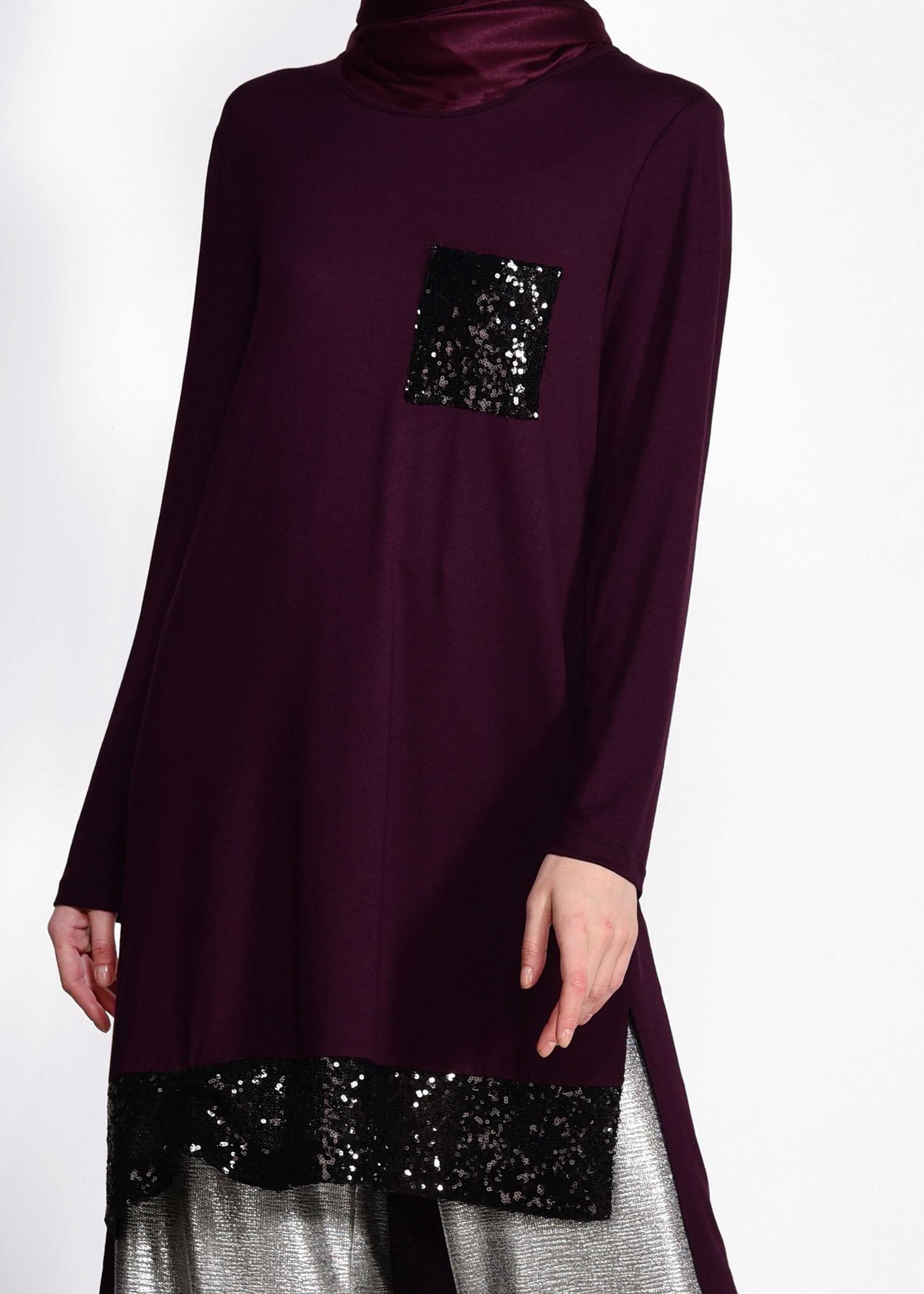 Tesettür giyim MOR 4242 ÖRME VİSCON TUNİK 38/46