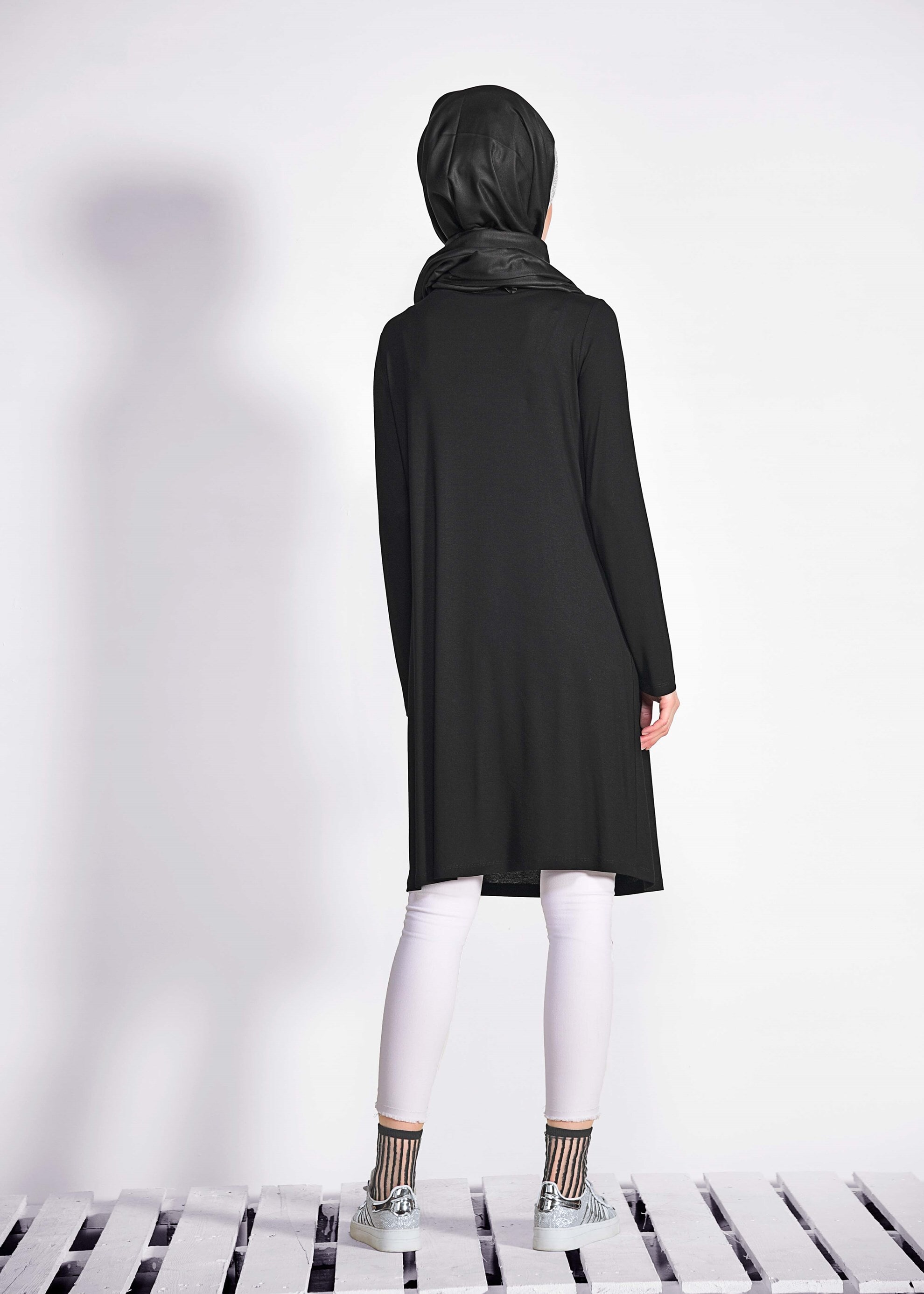 Tesettür giyim SİYAH ÖRME TUNİK 4243