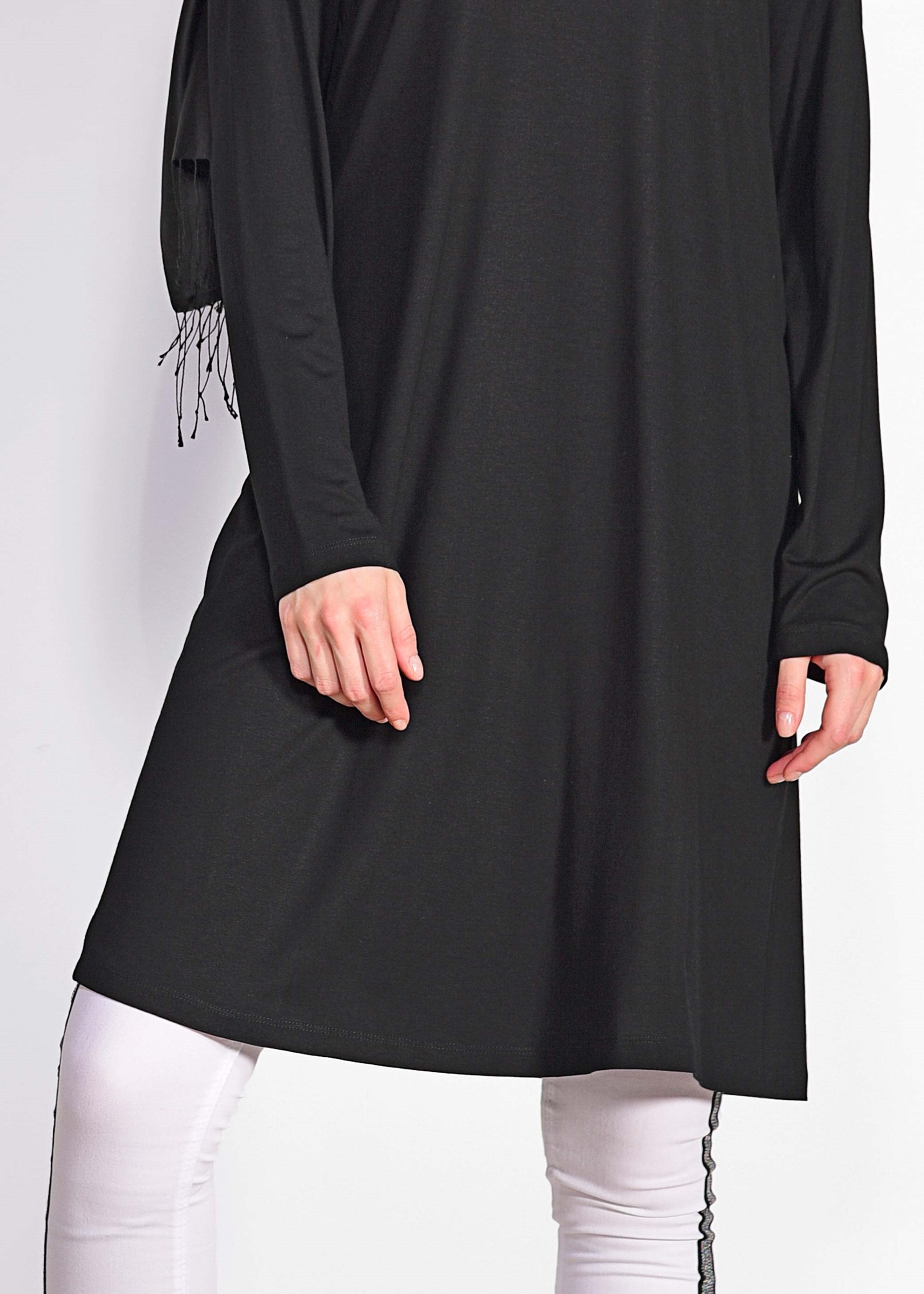 Tesettür giyim SİYAH ÖRME TUNİK 4243