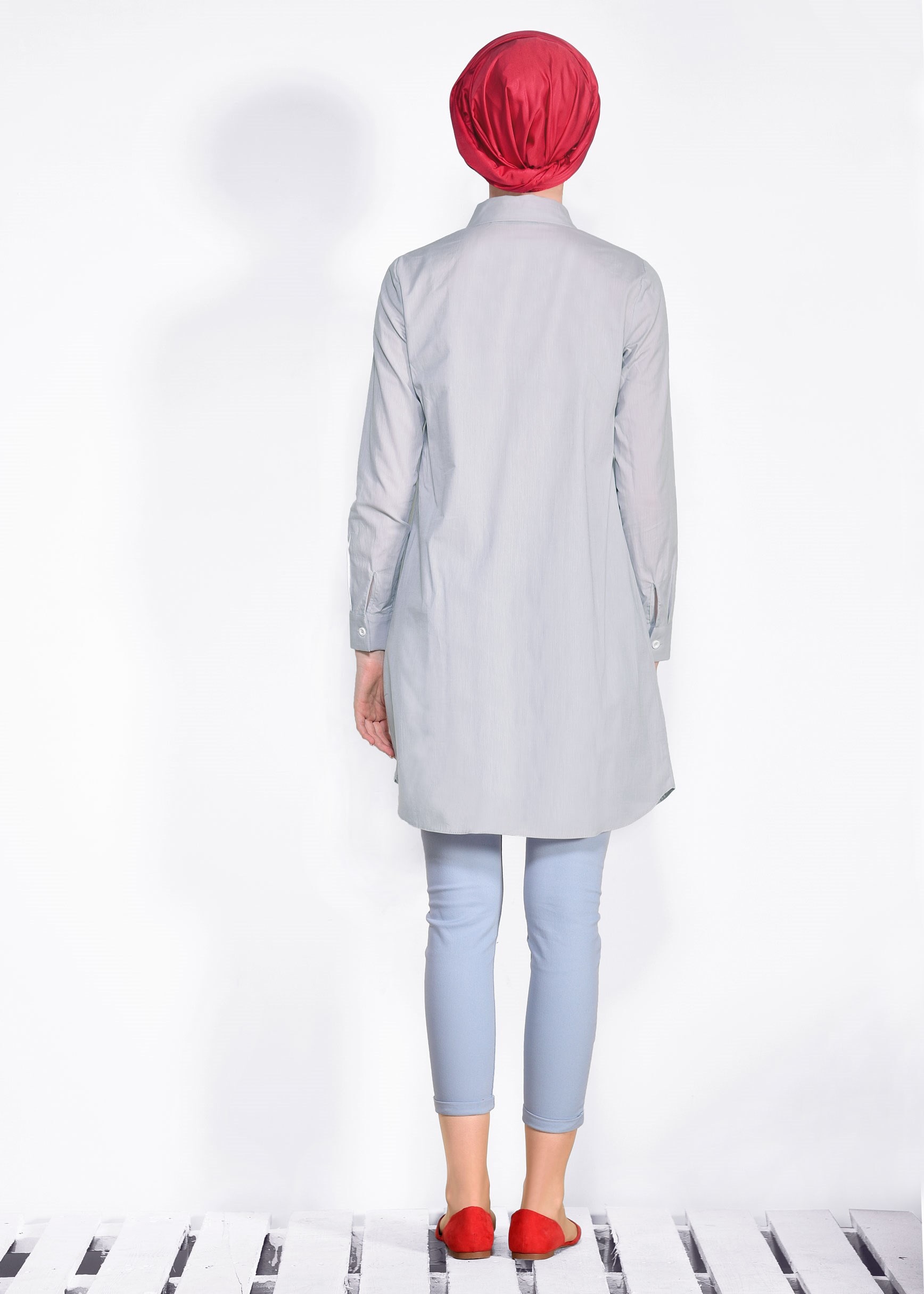 Tesettür giyim GRİ ARMA DETAYLI TUNİK 4314