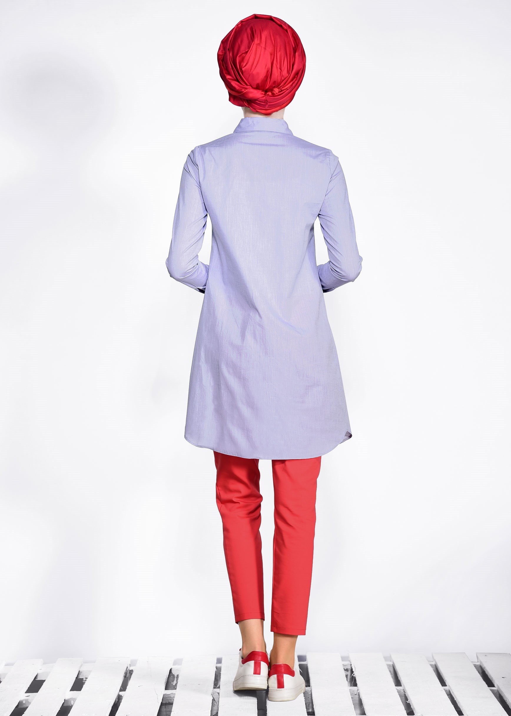 Tesettür giyim MOR ARMA DETAYLI TUNİK 4314