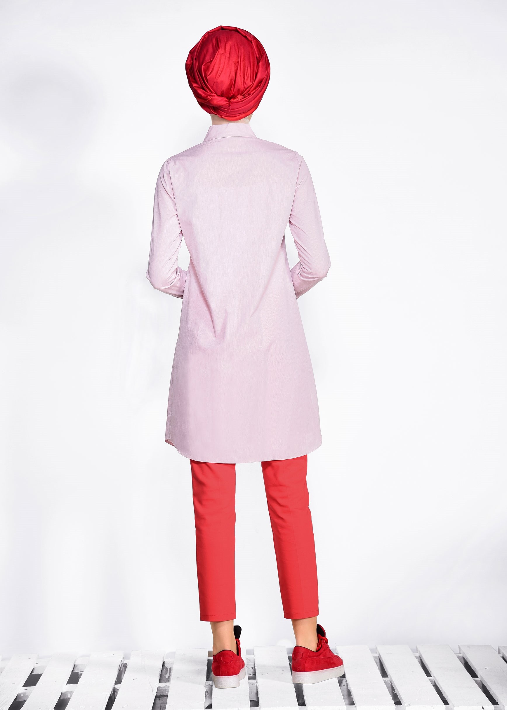 Tesettür giyim PUDRA ARMA DETAYLI TUNİK 4314