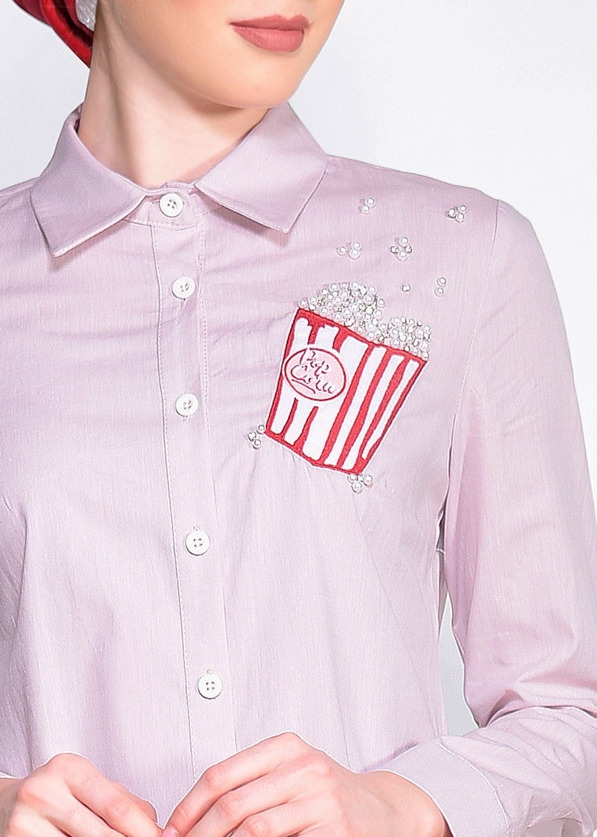 Tesettür giyim PUDRA ARMA DETAYLI TUNİK 4314