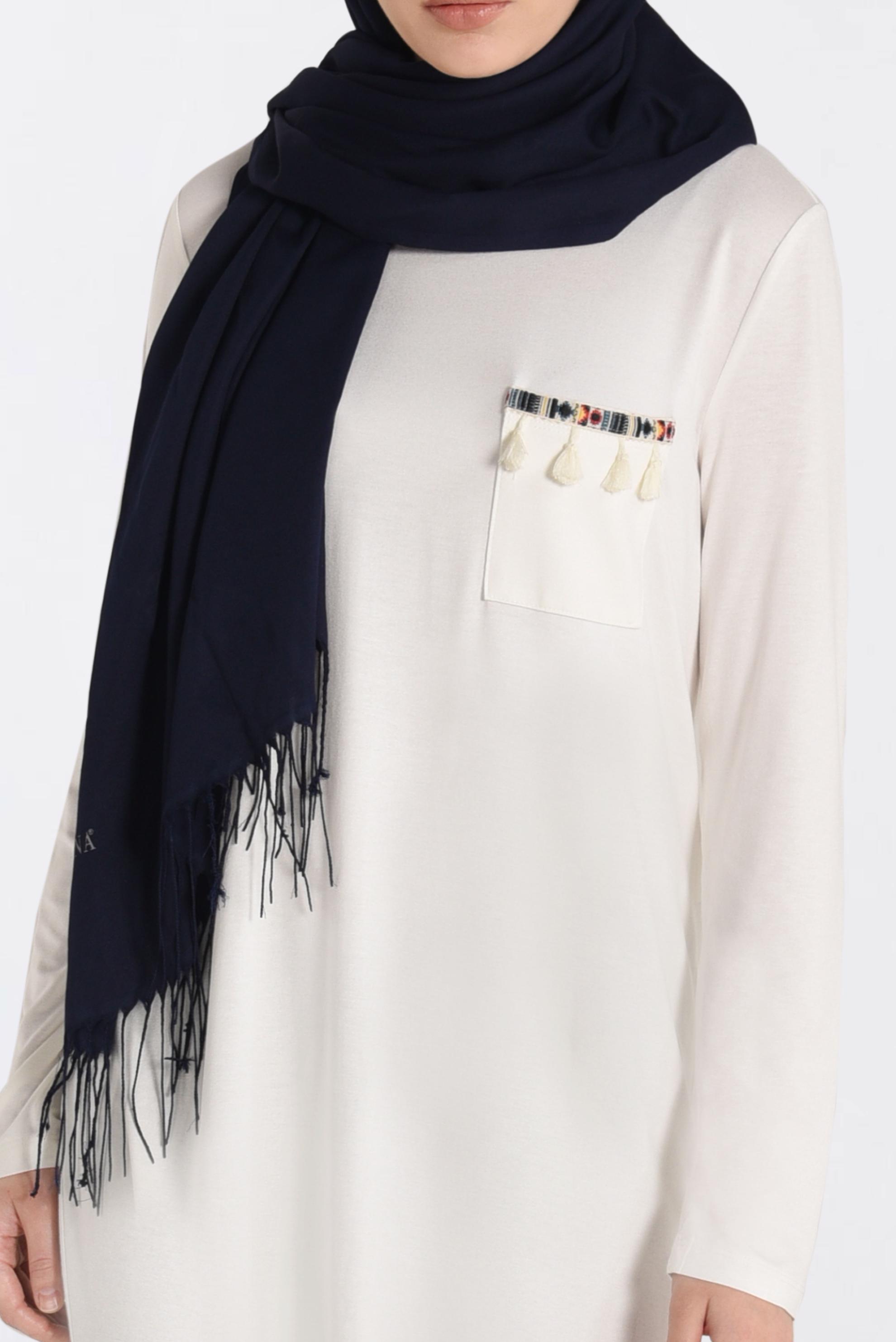 Tesettür giyim BEYAZ ÖRME TUNİK 4328