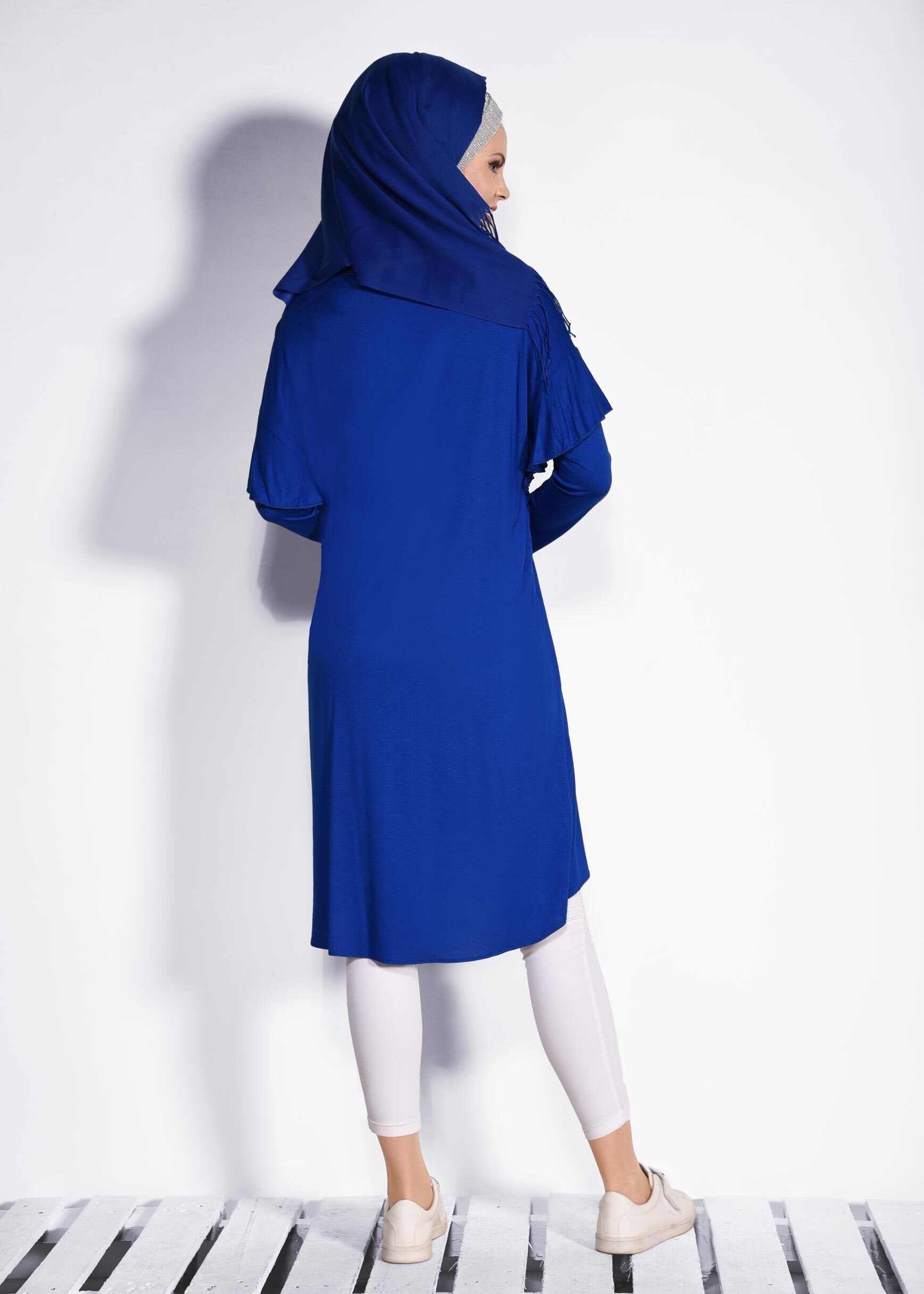 Tesettür giyim LACİVERT İNCİ VE BONCUK İŞLEMELİ TUNİK 4345 