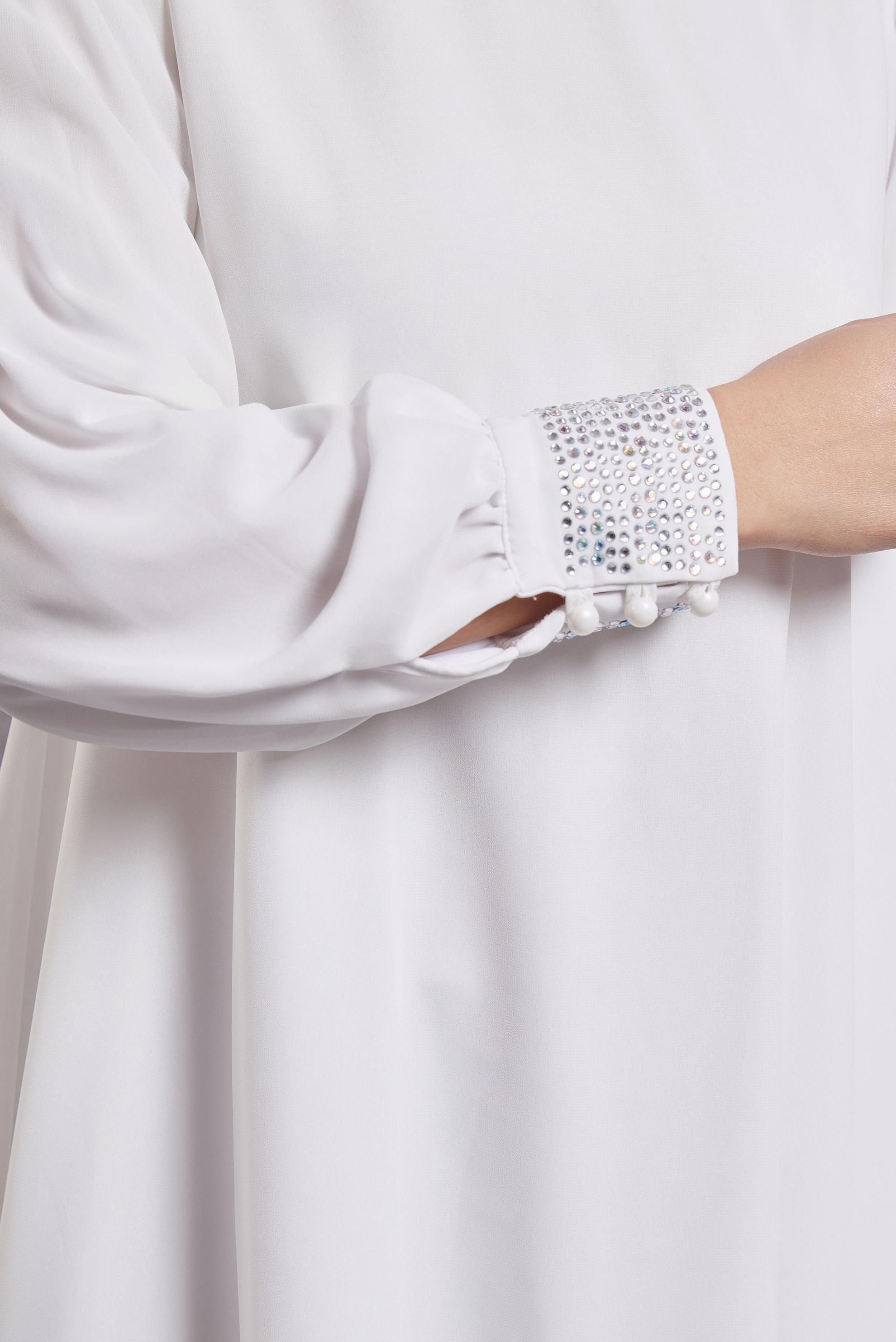 Tesettür giyim EKRU TAŞ DETAYLI ŞİFON TUNİK 4884