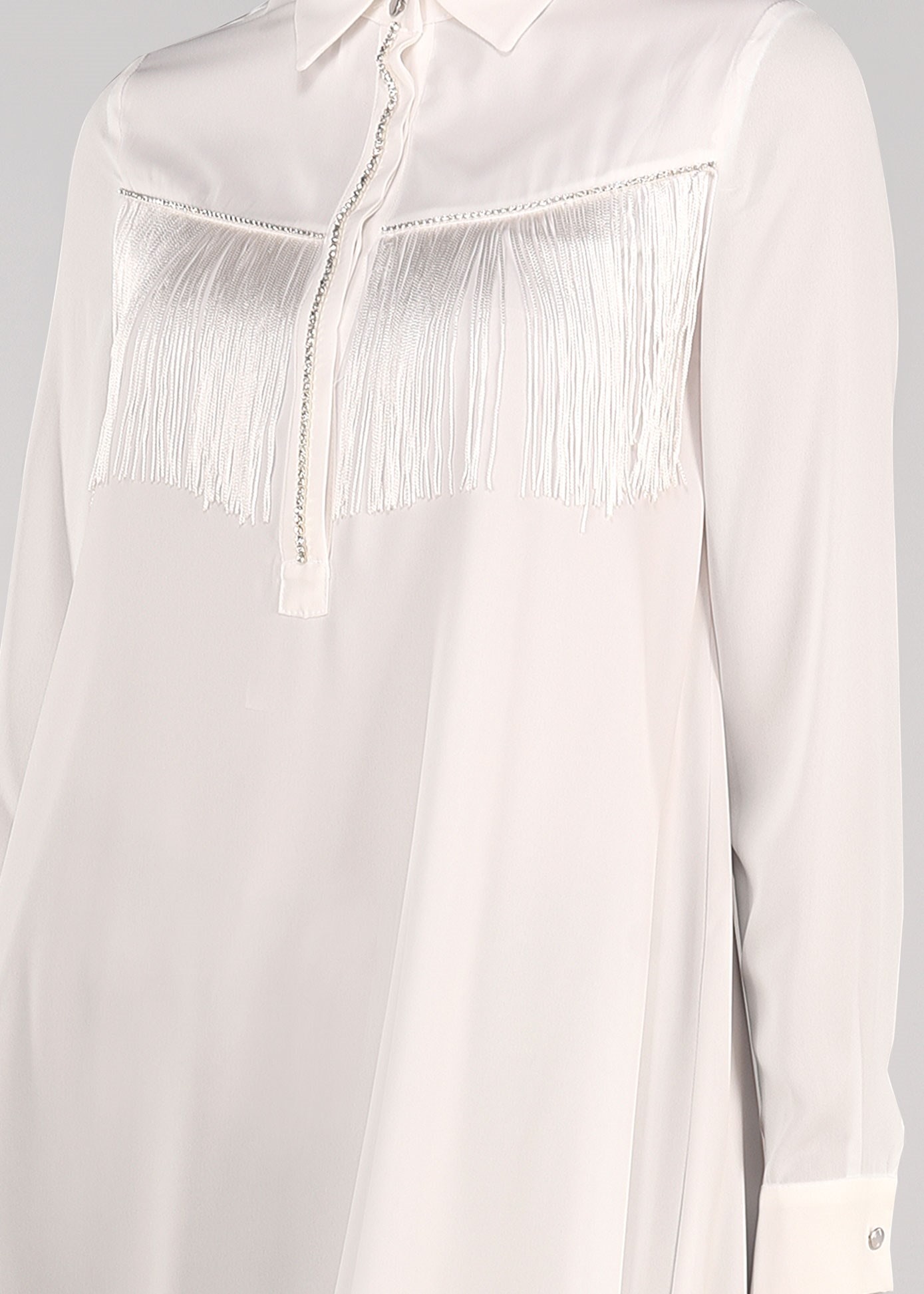 Tesettür giyim BEYAZ PÜSKÜL DETAYLI TUNİK 4885