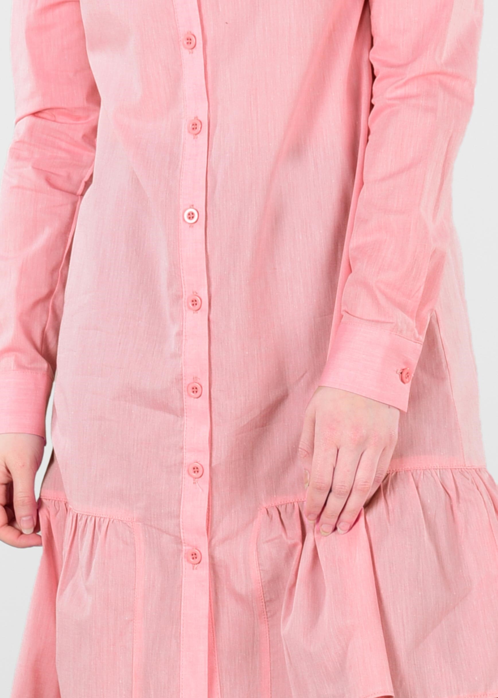 Tesettür giyim KIRMIZI ETEK UCU FIRFIRLI TUNİK 4896