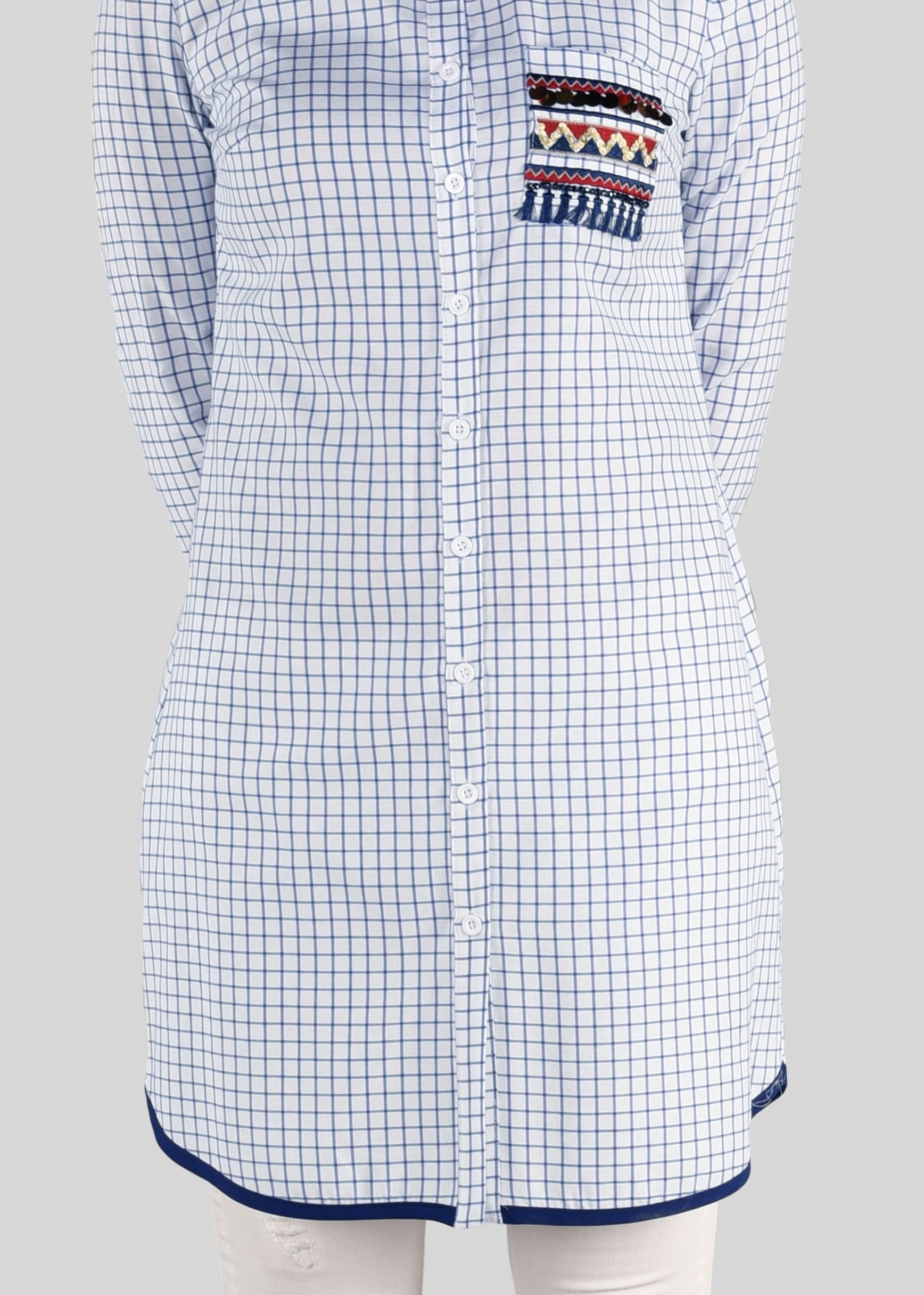 Tesettür giyim EKRU EKOSE TUNİK 4897