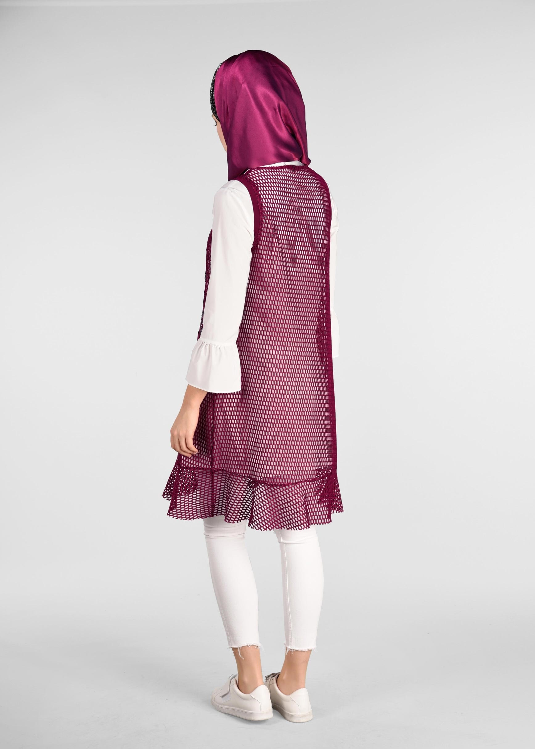 Tesettür giyim MOR SİM DETAYLI 2&prime;Lİ FİLE TUNİK 4899