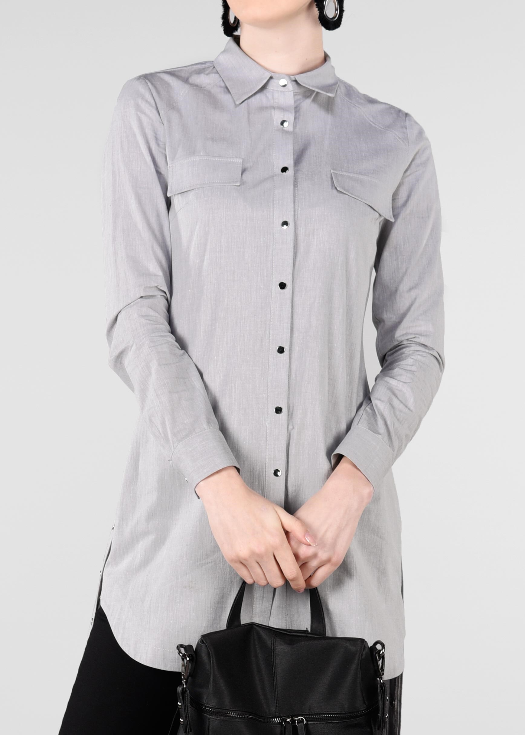 Tesettür giyim GRİ ÇITÇITLI TUNİK 4920