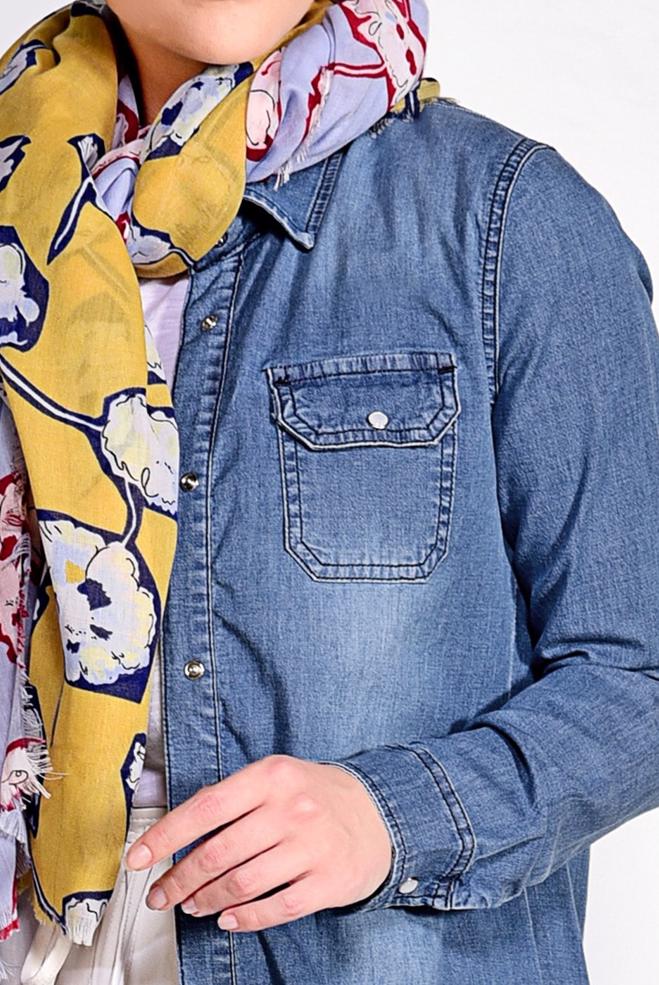 Hijab clothing BLUE Pocket Detailed Denim Tunic  4951  - ALVİNA