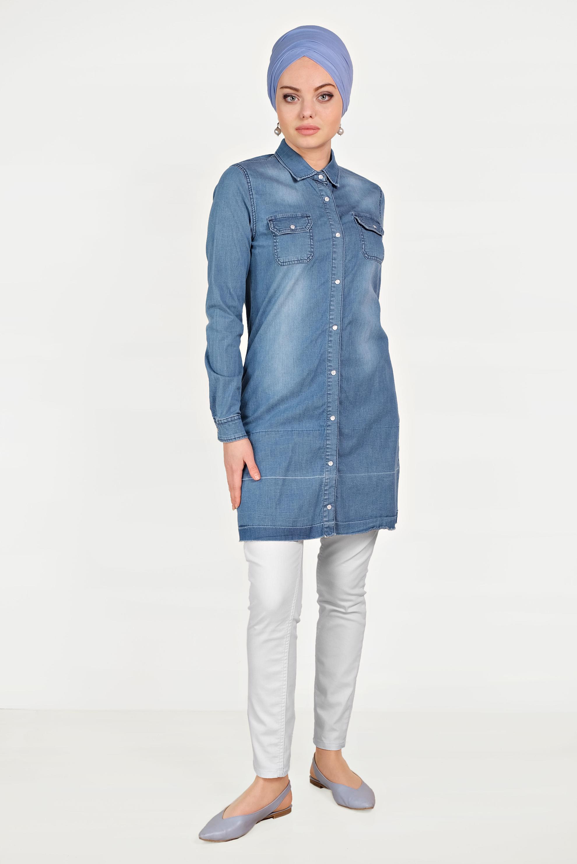 Vêtements hijab BLEU Tunique 4951 