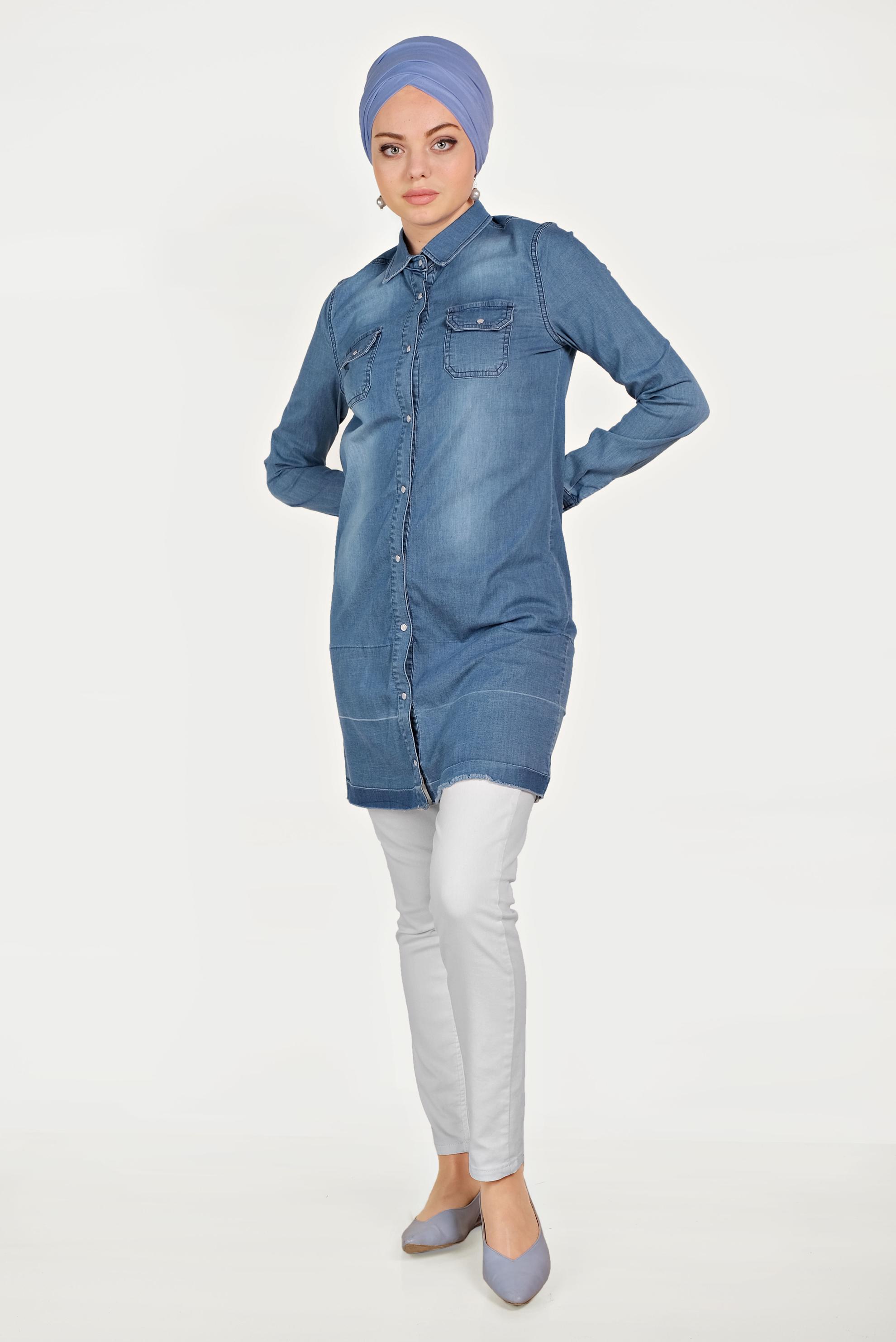 Vêtements hijab BLEU Tunique 4951 