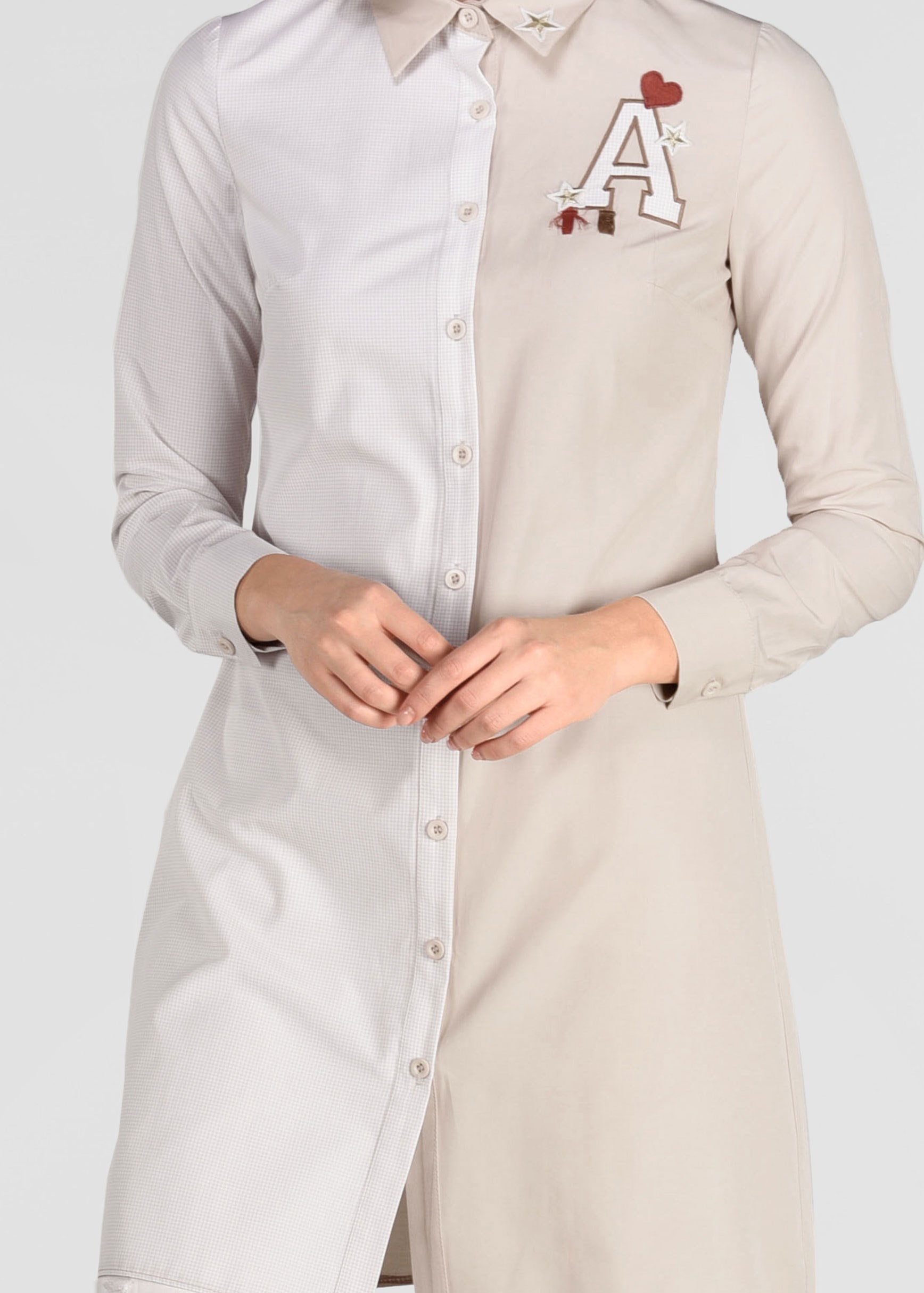 Tesettür giyim BEJ ARMALI TUNİK 4966