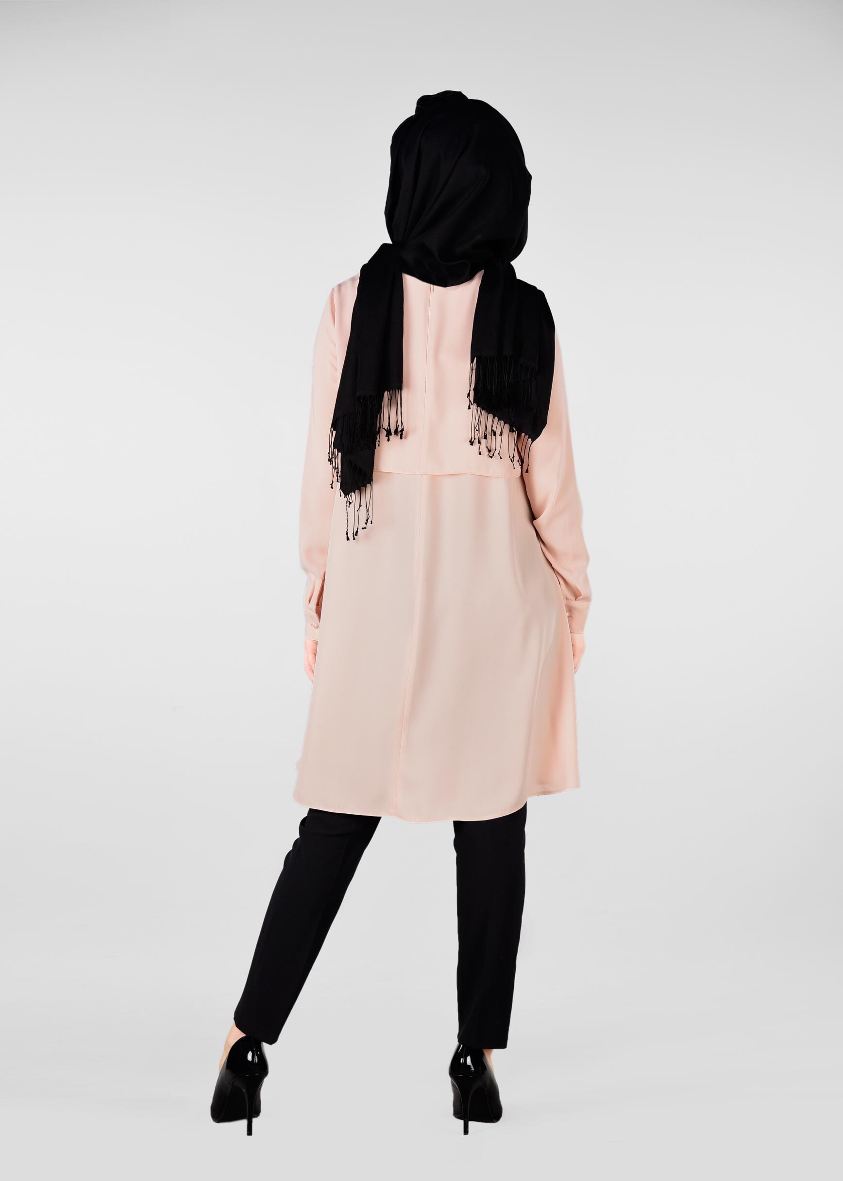 Tesettür giyim PUDRA TAŞ BASKILI TUNİK 4992