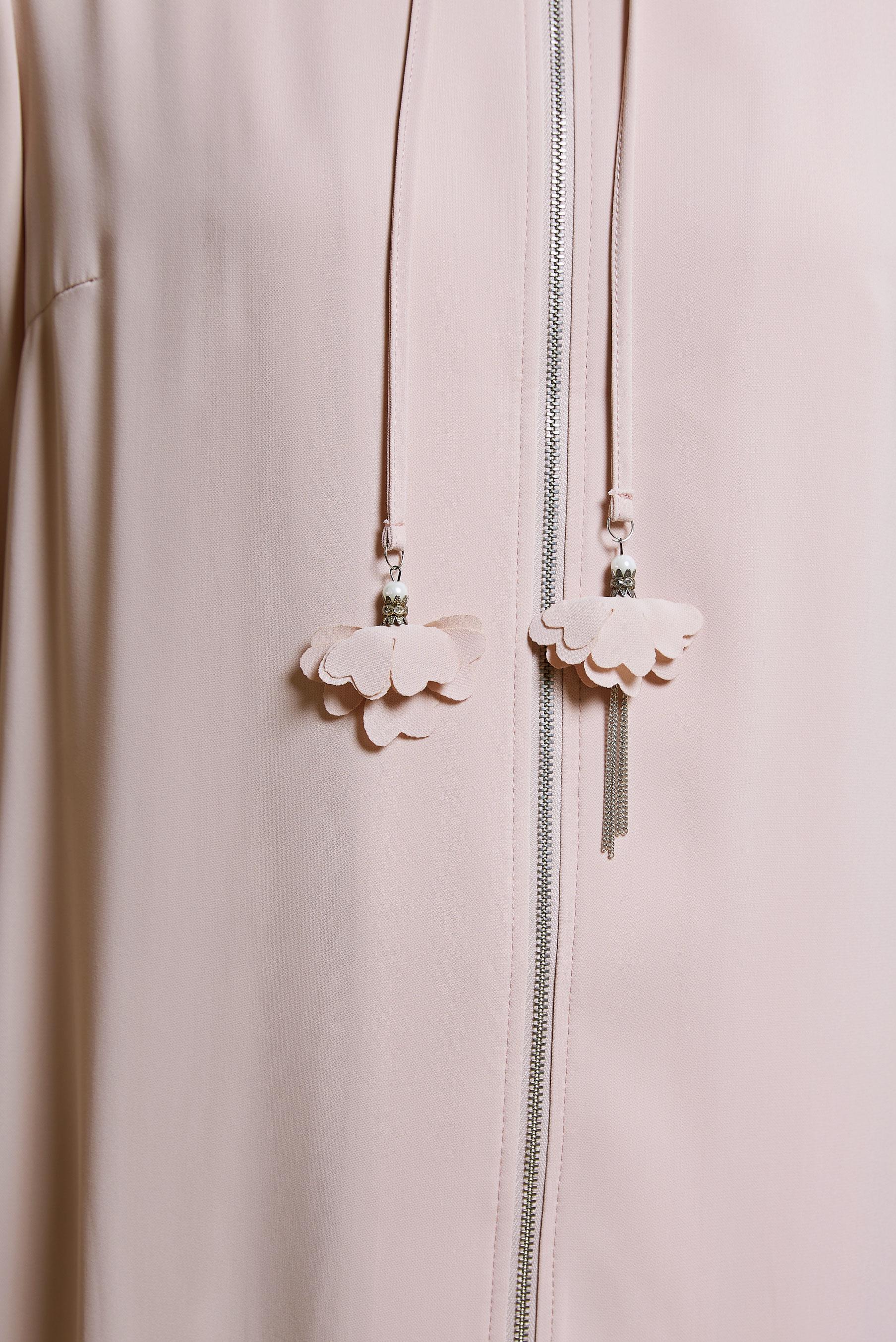 Tesettür giyim PUDRA PUL PAYET DETAYLI FERMUARLI TRENÇKOT 1196