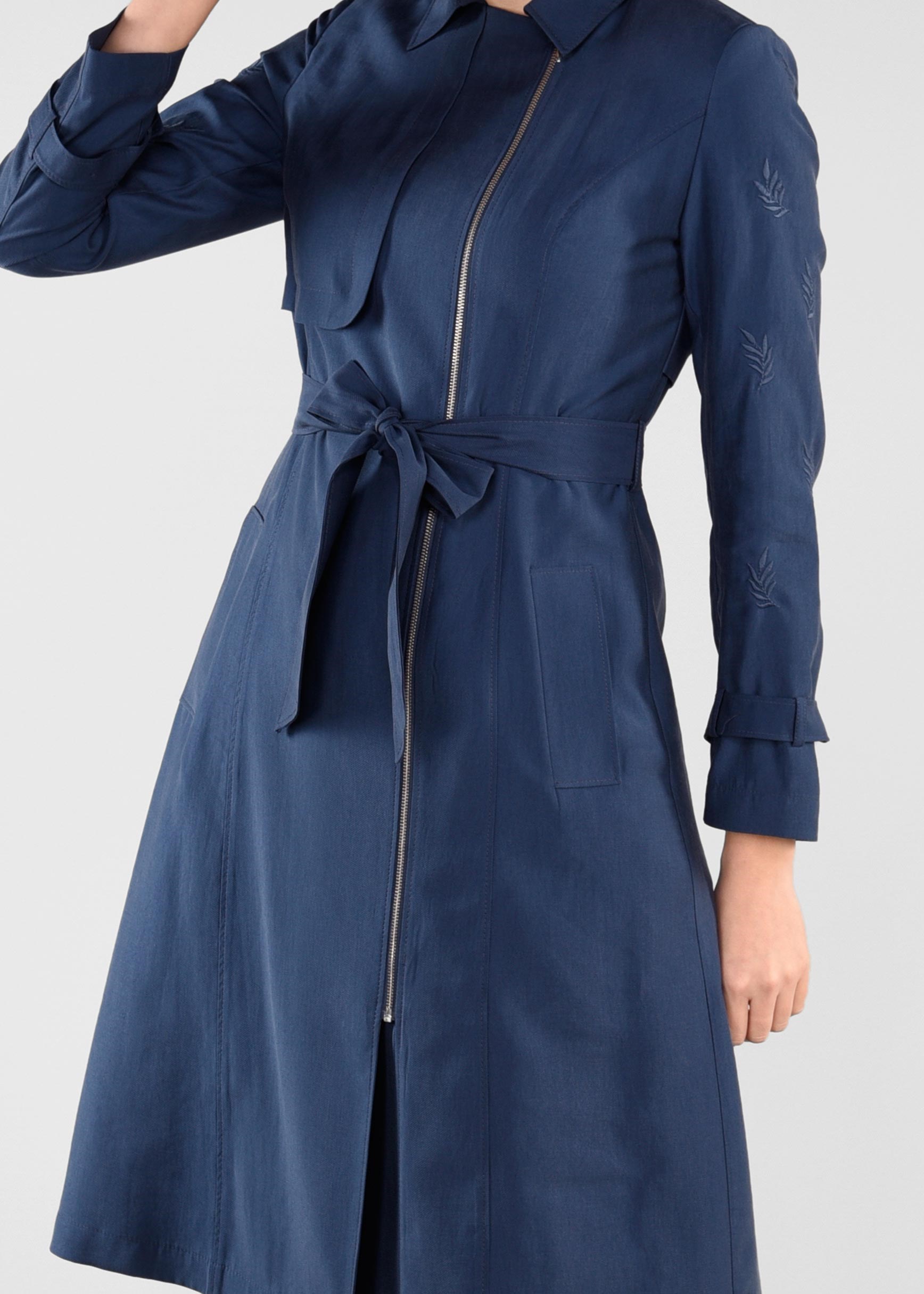 Tesettür giyim LACİVERT NAKIŞLI TRENÇKOT 1215