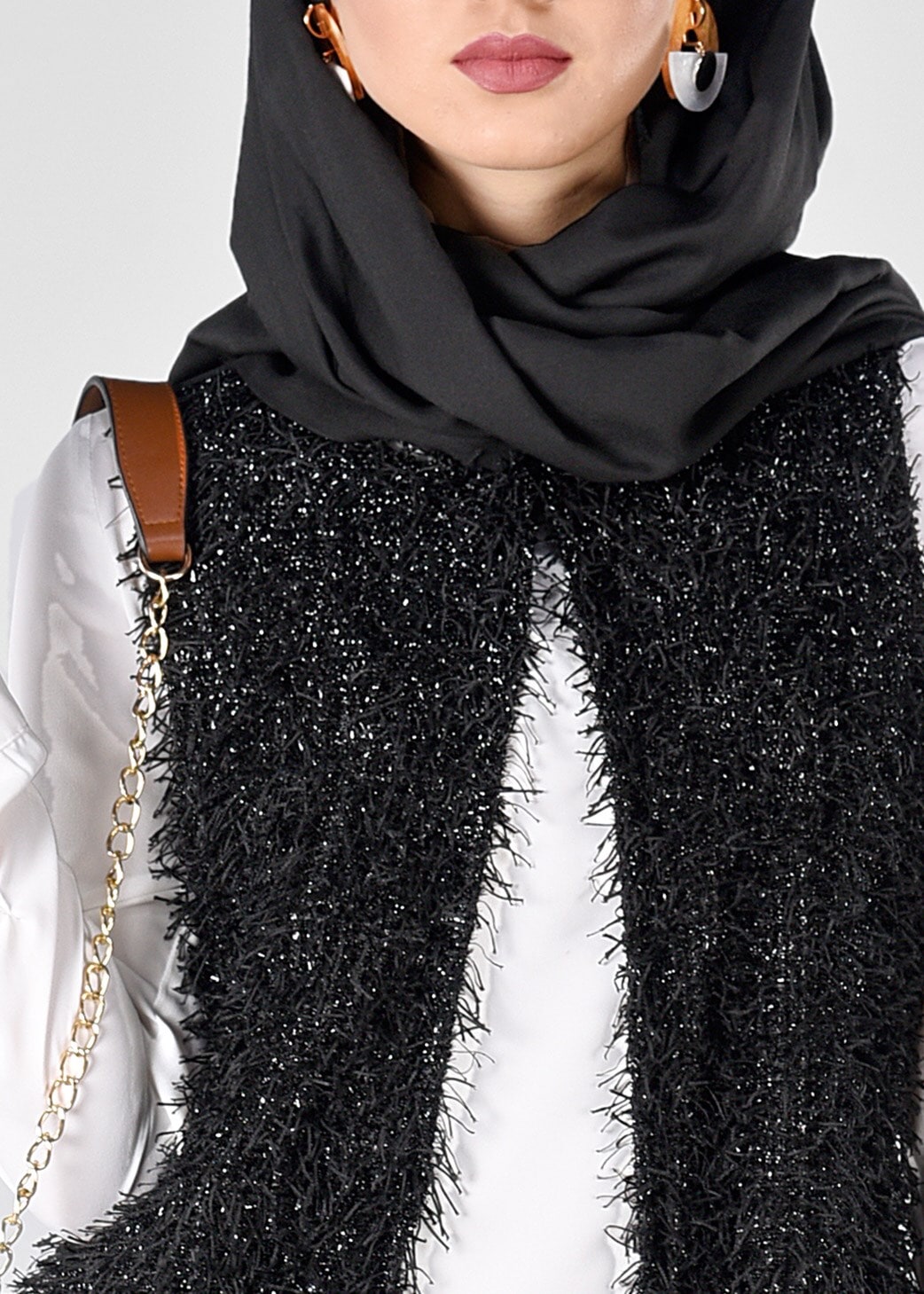 Tesettür giyim SİYAH SAÇAKLI YELEK 4068