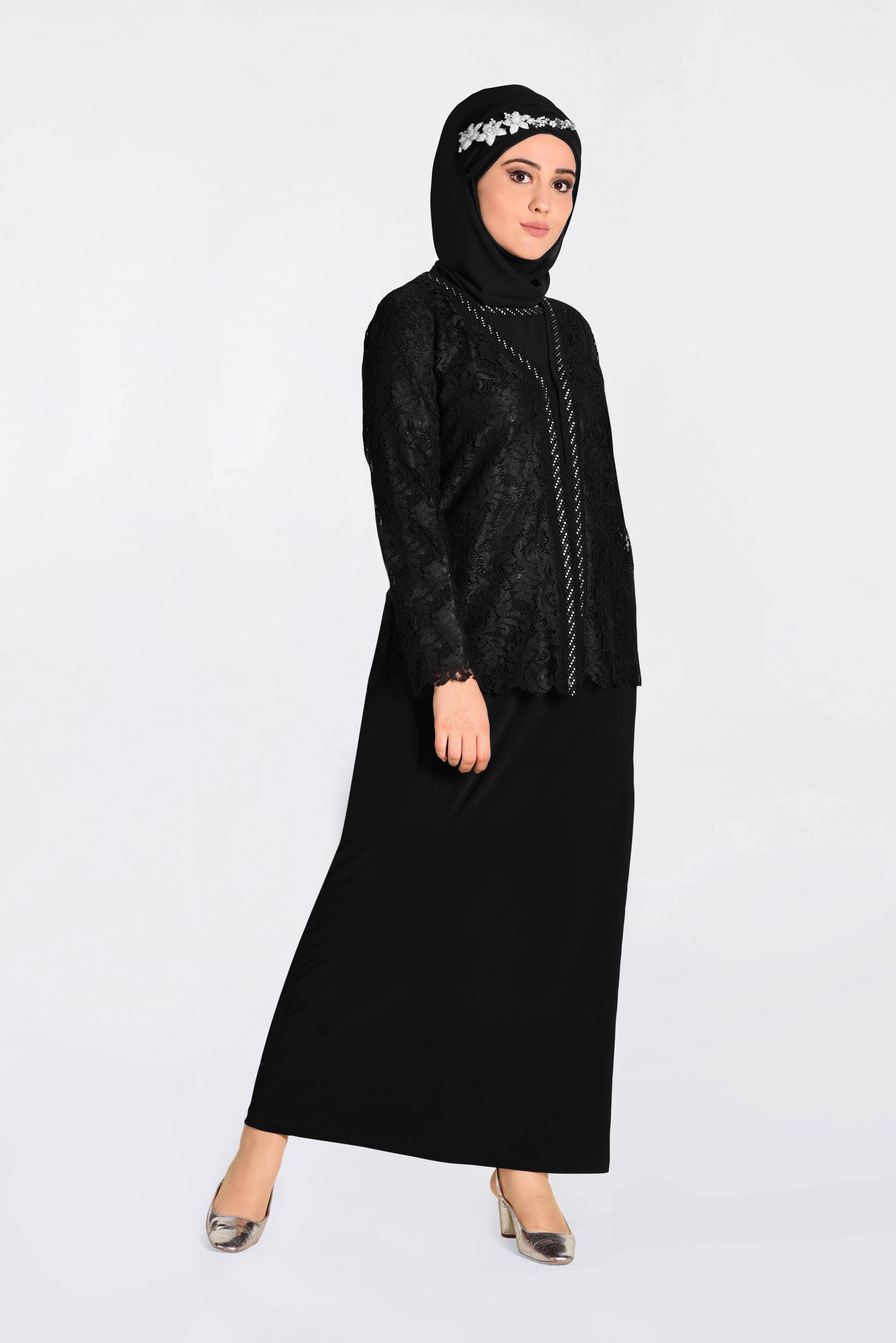 Hijab clothing BLACK 2816 VİZONA 2&prime;Lİ ELBİSE 46/52