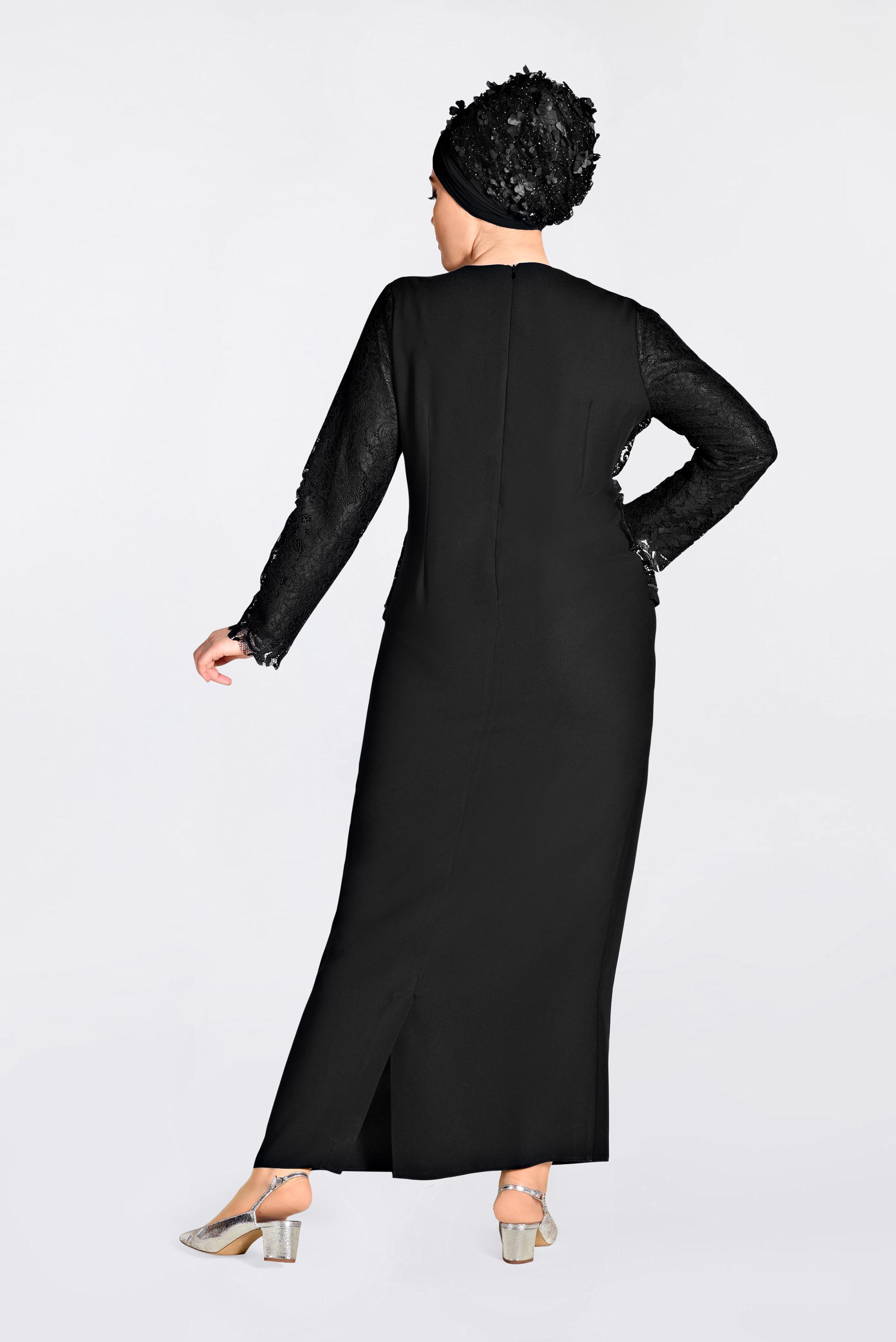 Hijab clothing BLACK Lace Embroidered Dress 2818 