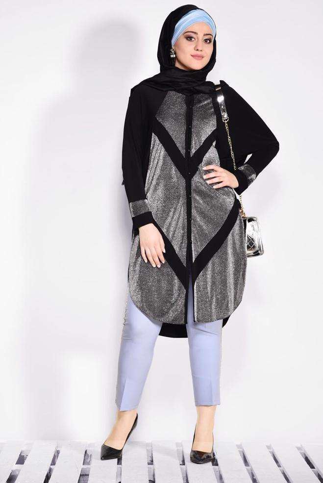 Vêtements hijab NOIR 2801 VİZONA HIRKA 44/50 TEK42 - ALVİNA