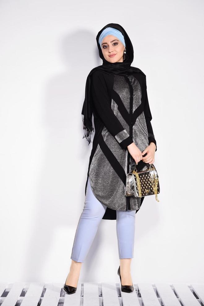 Vêtements hijab NOIR 2801 VİZONA HIRKA 44/50 TEK42 - ALVİNA