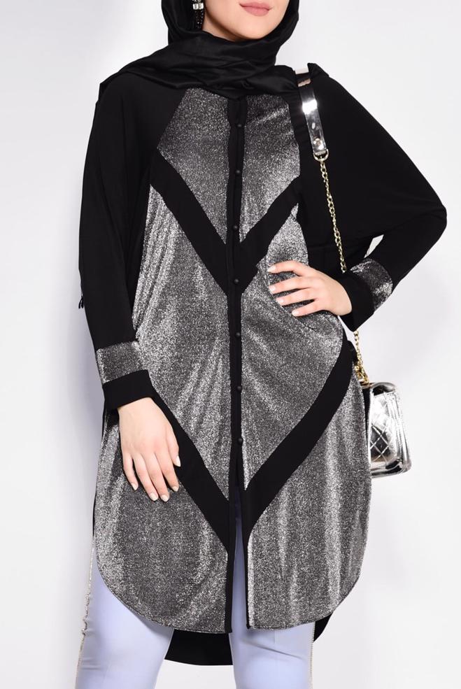 Vêtements hijab NOIR 2801 VİZONA HIRKA 44/50 TEK42 - ALVİNA
