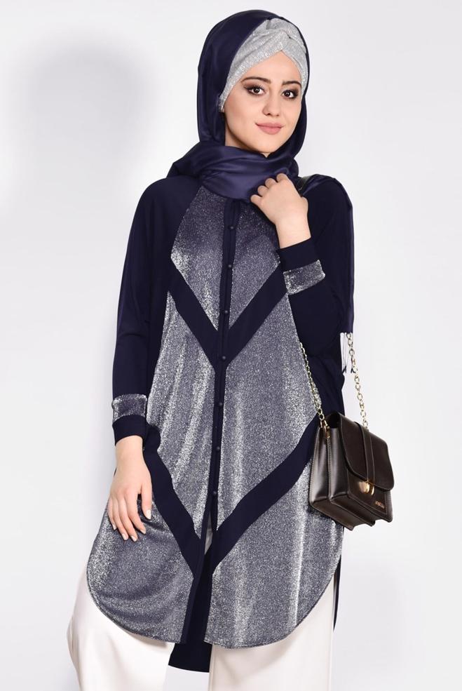 Vêtements hijab BLEU MARINE 2801 VİZONA HIRKA 44/50 TEK42 - ALVİNA