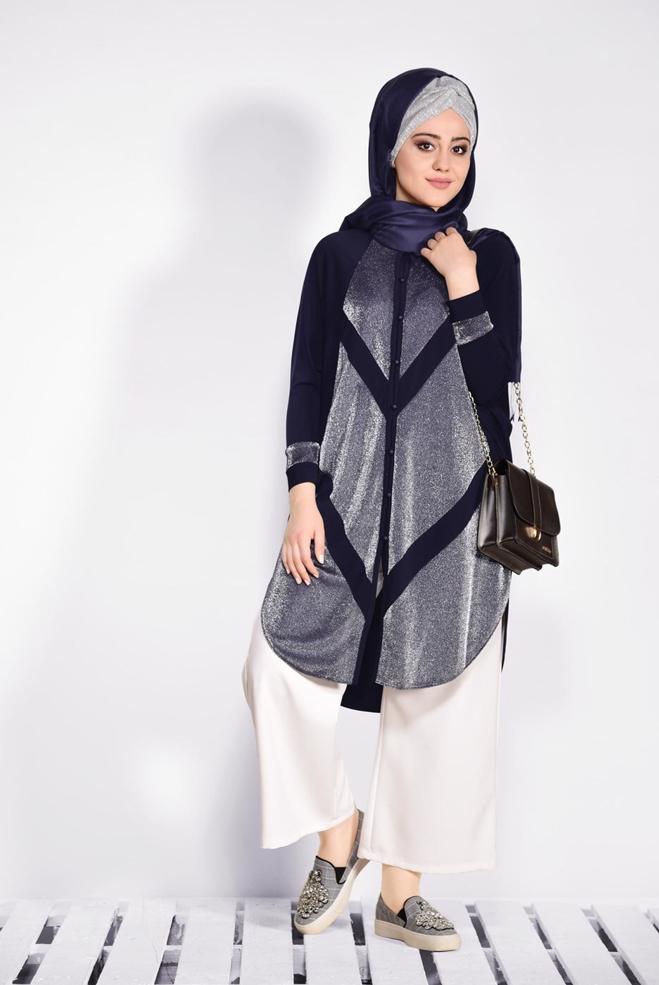 Vêtements hijab BLEU MARINE 2801 VİZONA HIRKA 44/50 TEK42 - ALVİNA