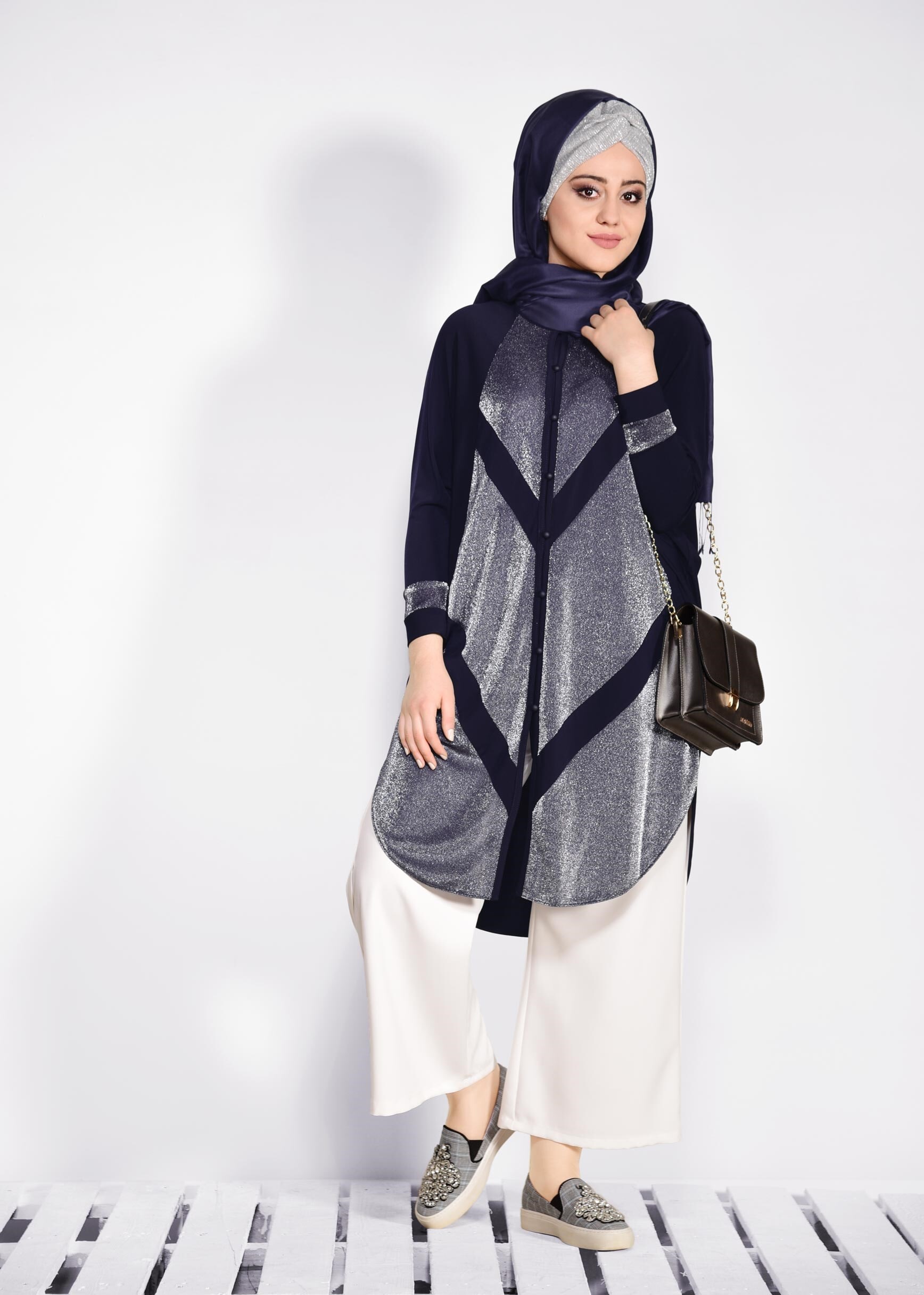 Vêtements hijab BLEU MARINE 2801 VİZONA HIRKA 44/50 TEK42