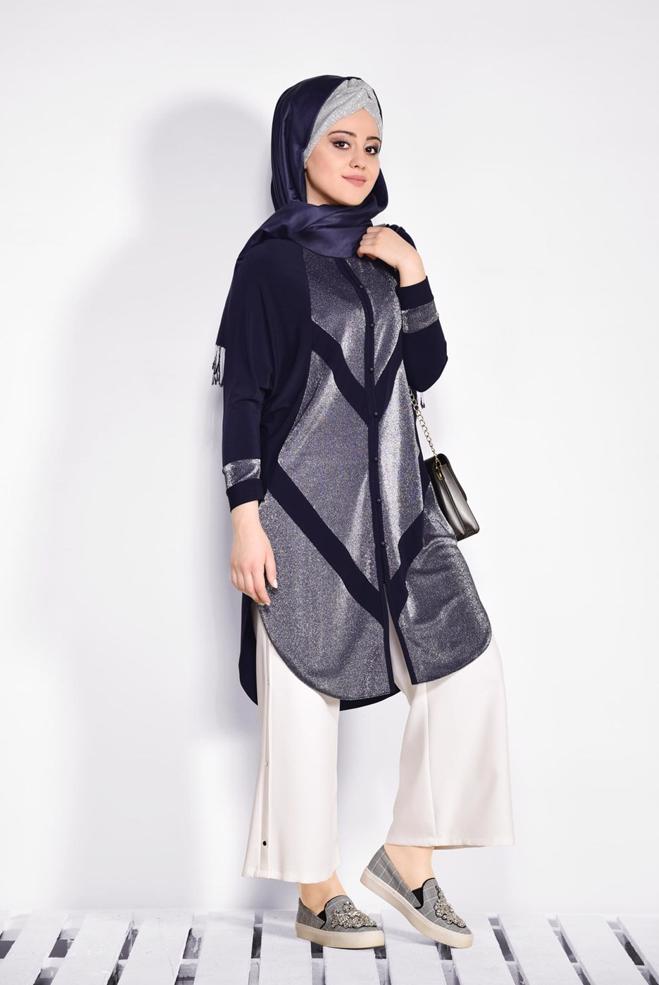 Vêtements hijab BLEU MARINE 2801 VİZONA HIRKA 44/50 TEK42 - ALVİNA