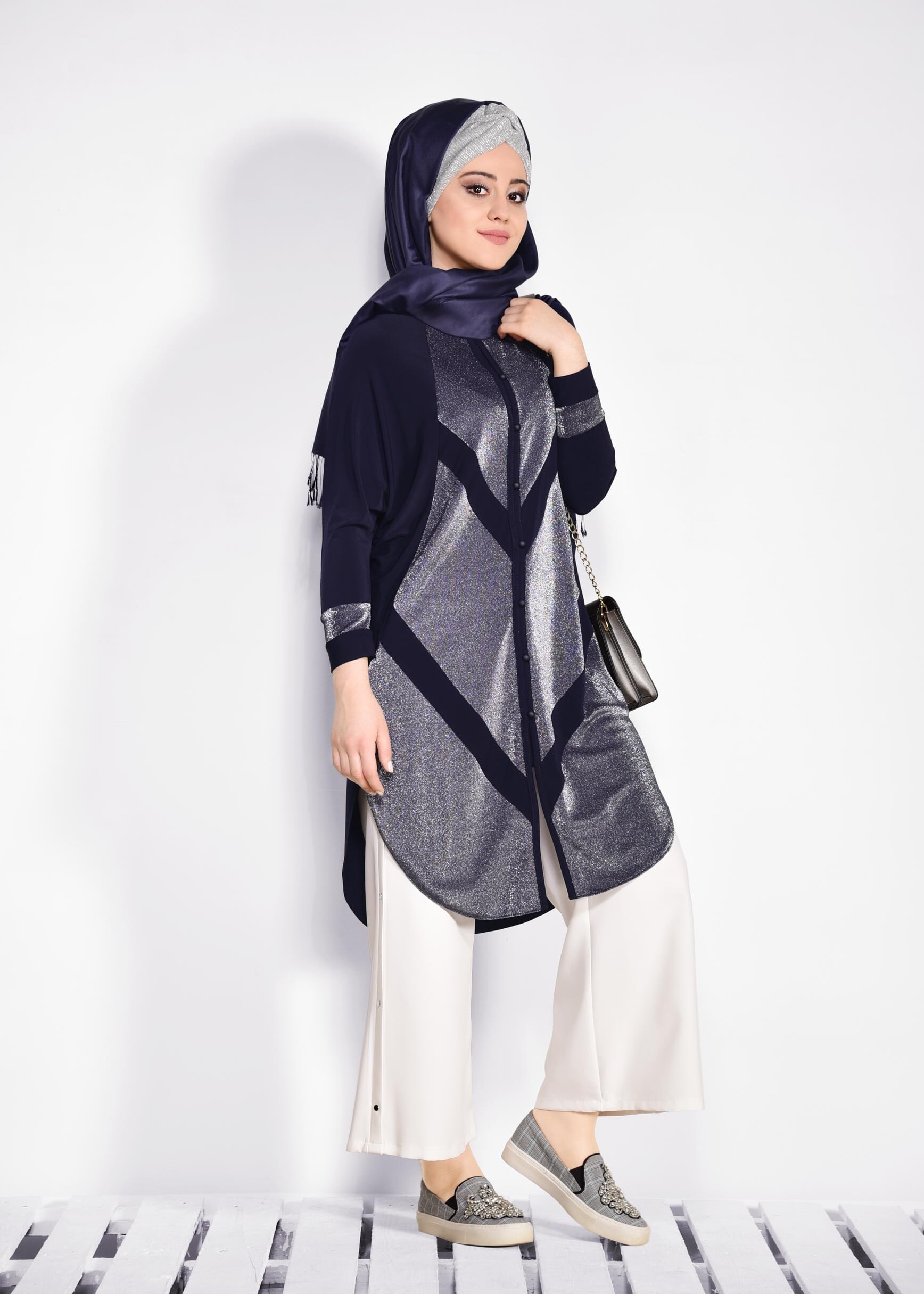 Vêtements hijab BLEU MARINE 2801 VİZONA HIRKA 44/50 TEK42