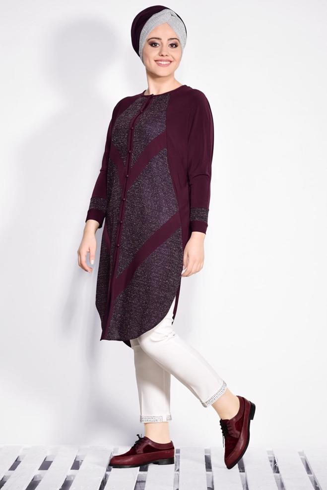 Vêtements hijab PRUNE 2801 VİZONA HIRKA 44/50 TEK42 - ALVİNA