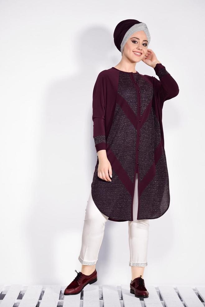 Vêtements hijab PRUNE 2801 VİZONA HIRKA 44/50 TEK42 - ALVİNA