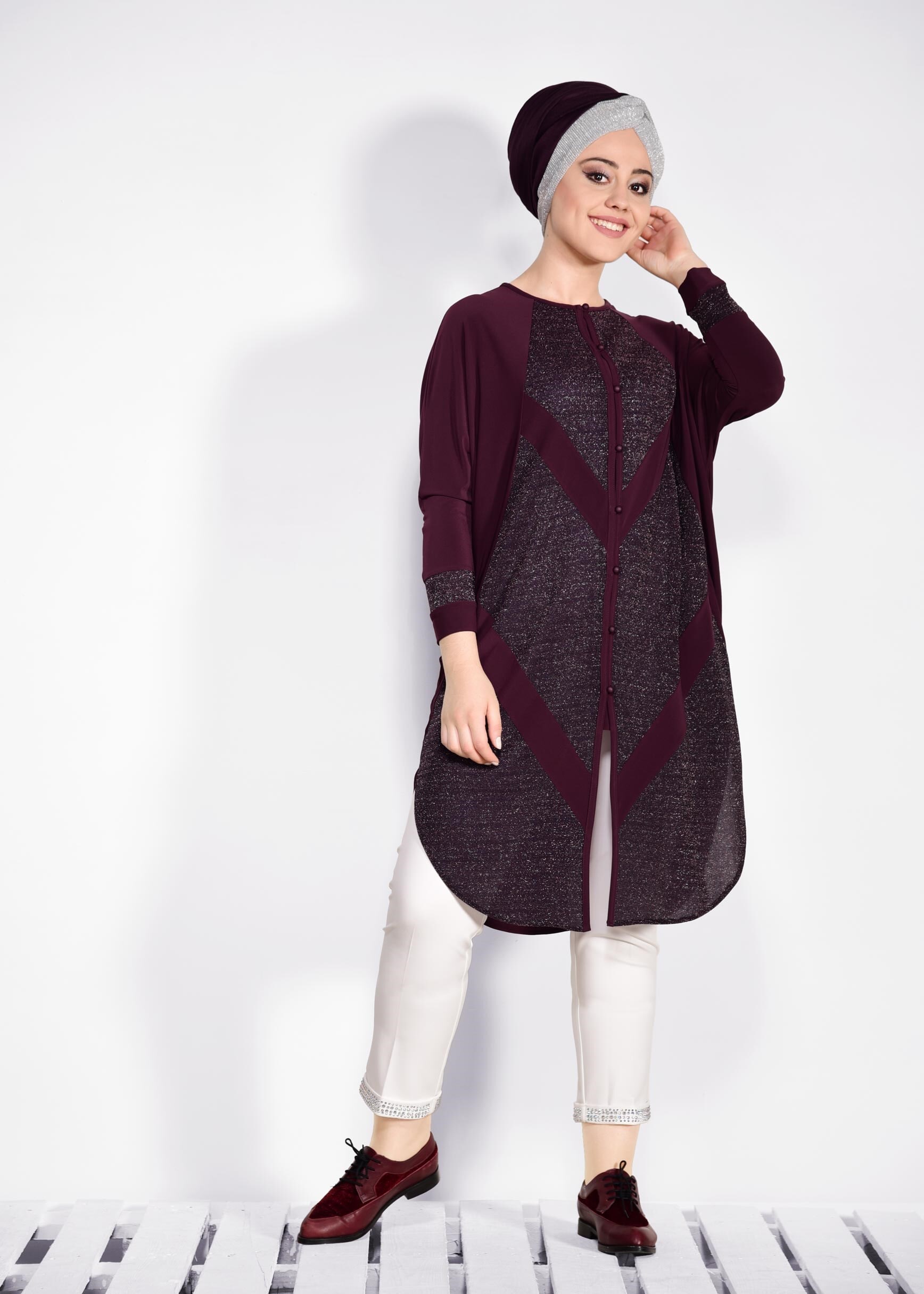 Vêtements hijab PRUNE 2801 VİZONA HIRKA 44/50 TEK42