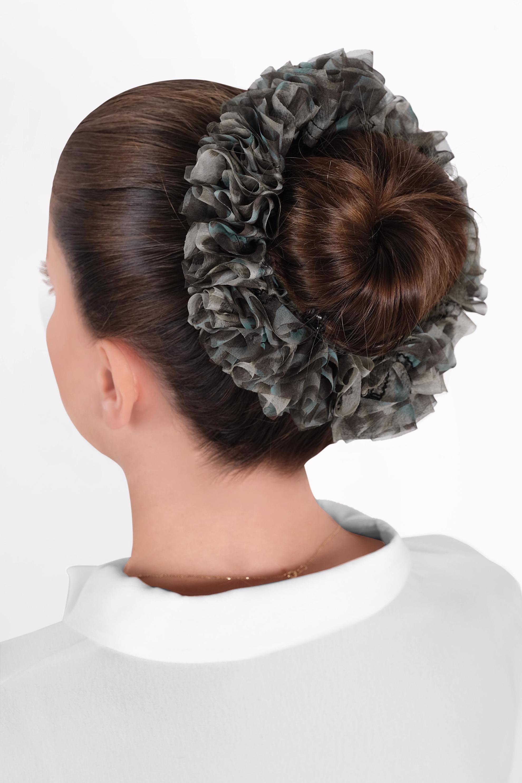 Tesettür giyim YEŞİL 41020-1 ŞİFON TOPUZ TOKASI