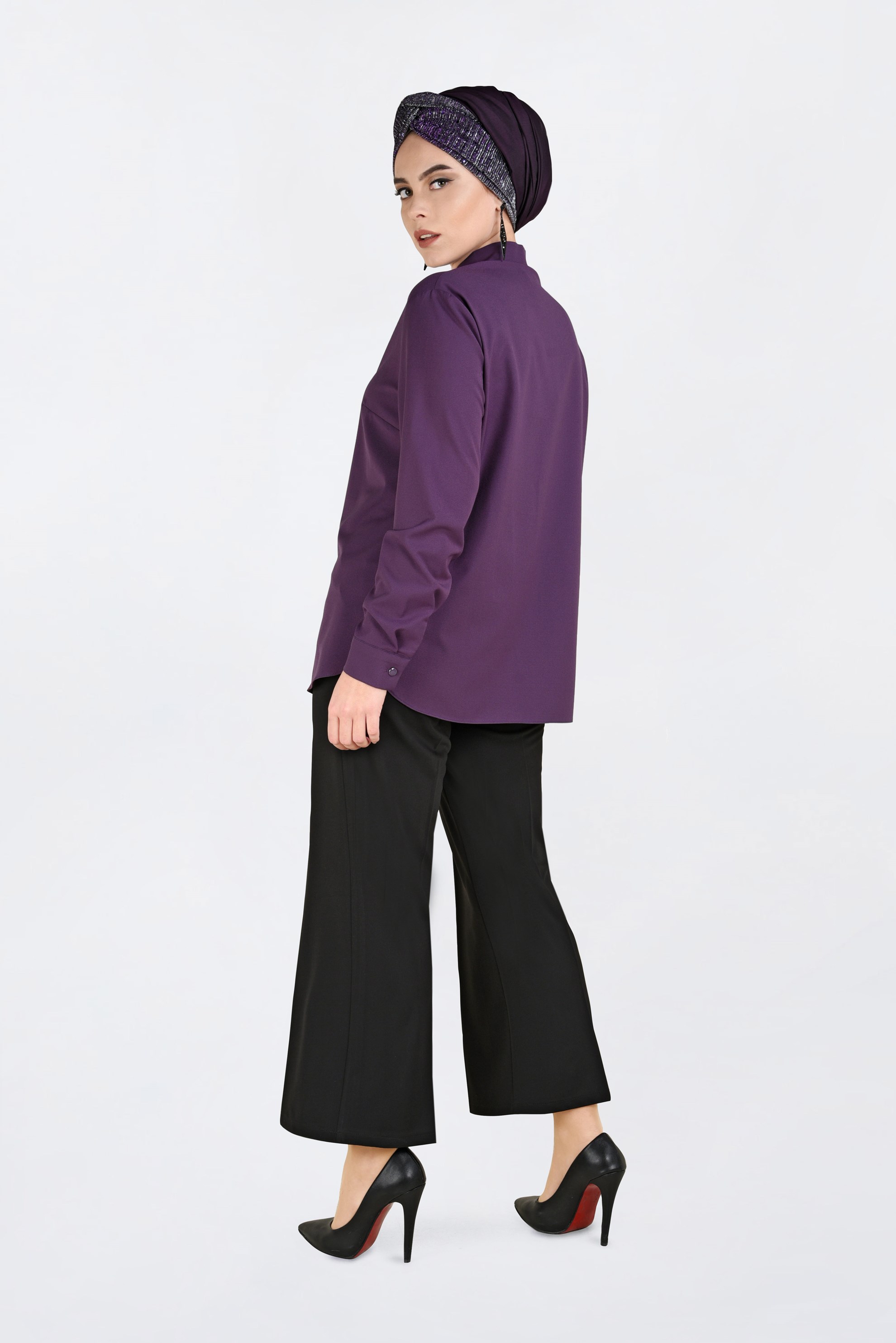 Tesettür giyim MOR ZİNCİR DETAYLI BLUZ 2840 