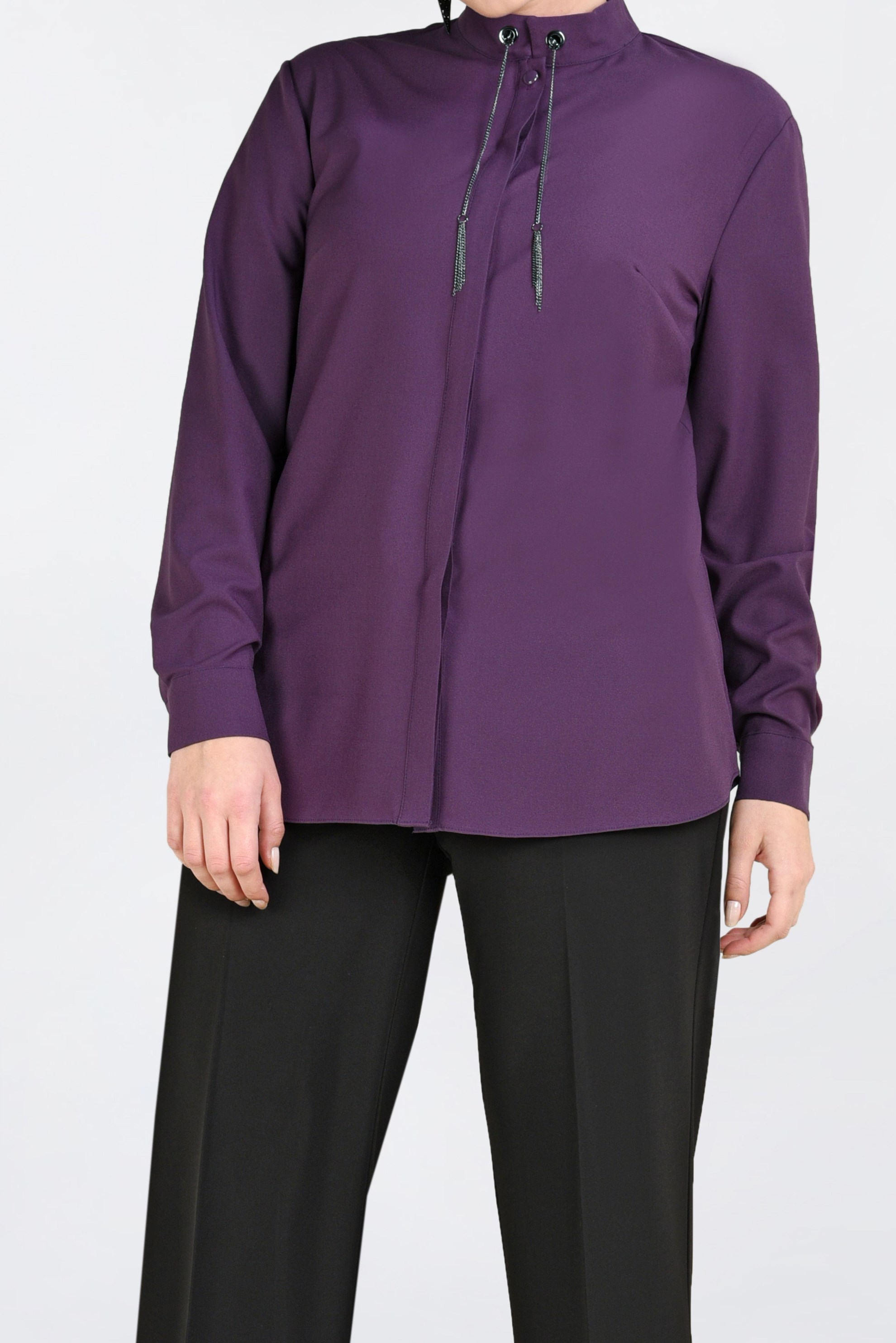 Tesettür giyim MOR ZİNCİR DETAYLI BLUZ 2840 