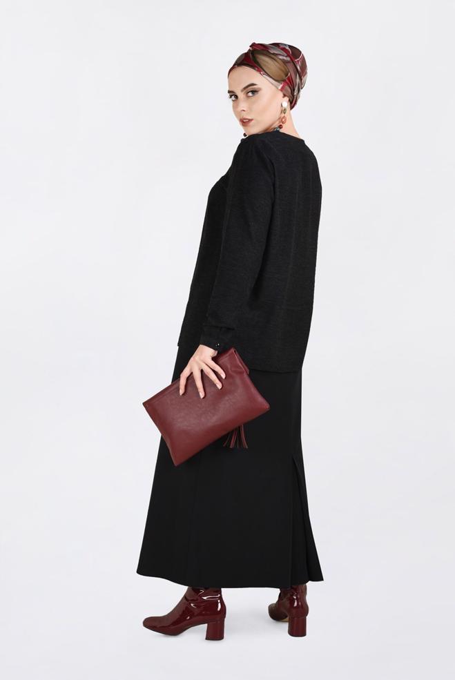 Vêtements hijab NOIR BLOUSE À BOUTONNÉE 2841  - ALVİNA