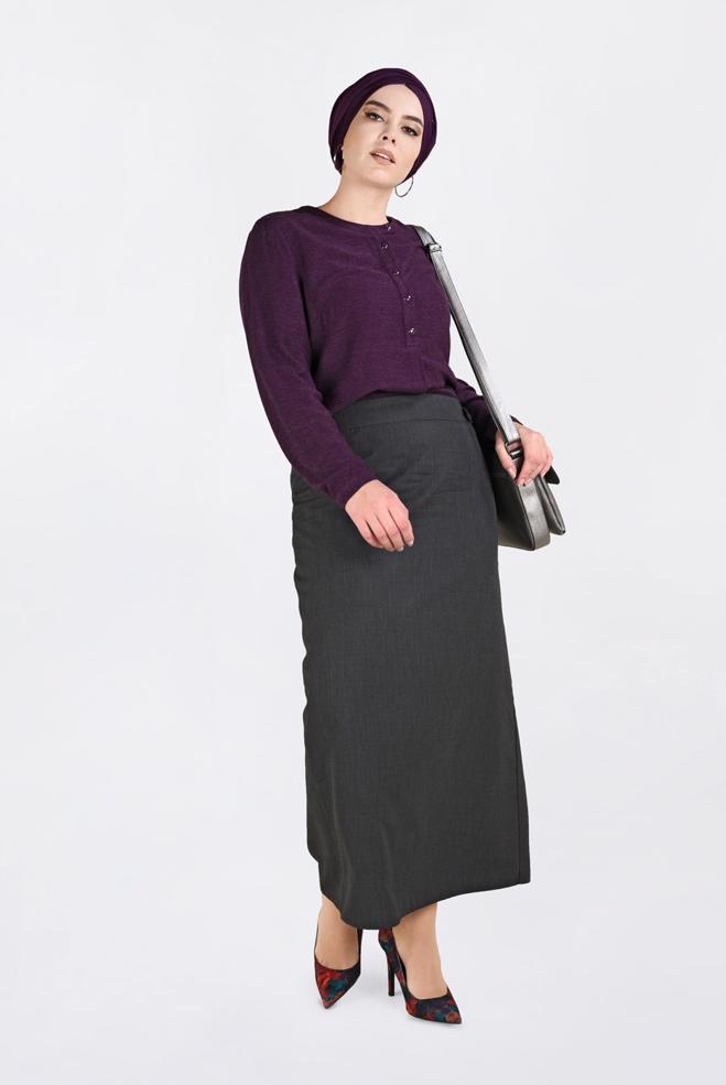 Vêtements hijab POURPRE BLOUSE À BOUTONNÉE 2841  - ALVİNA